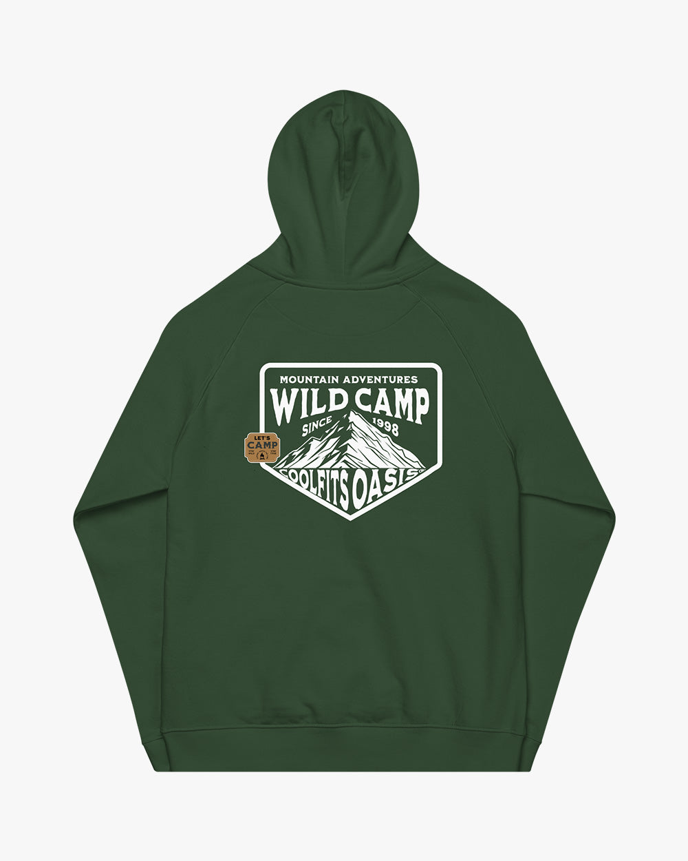 WILD CAMP MOUNTAIN ADVENTURES - Unisex embroidered eco raglan hoodie - bottle green