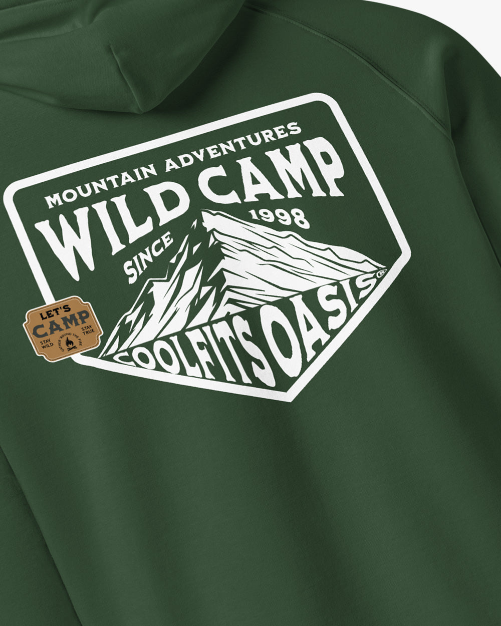 WILD CAMP MOUNTAIN ADVENTURES - Unisex embroidered eco raglan hoodie - bottle green