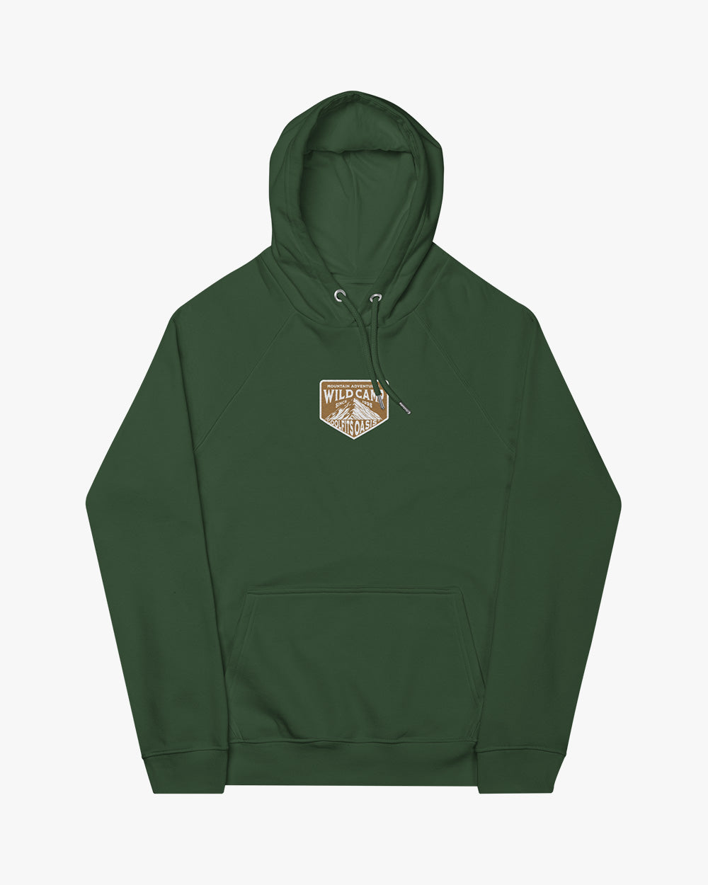 WILD CAMP MOUNTAIN ADVENTURES - Unisex embroidered eco raglan hoodie - bottle green