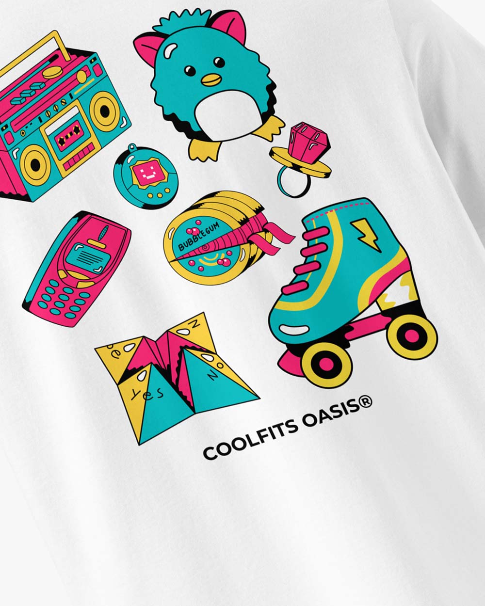 90s KID - MILLENIAL NOSTALGIA TRIBUTE TEE - Unisex organic cotton t-shirt - white