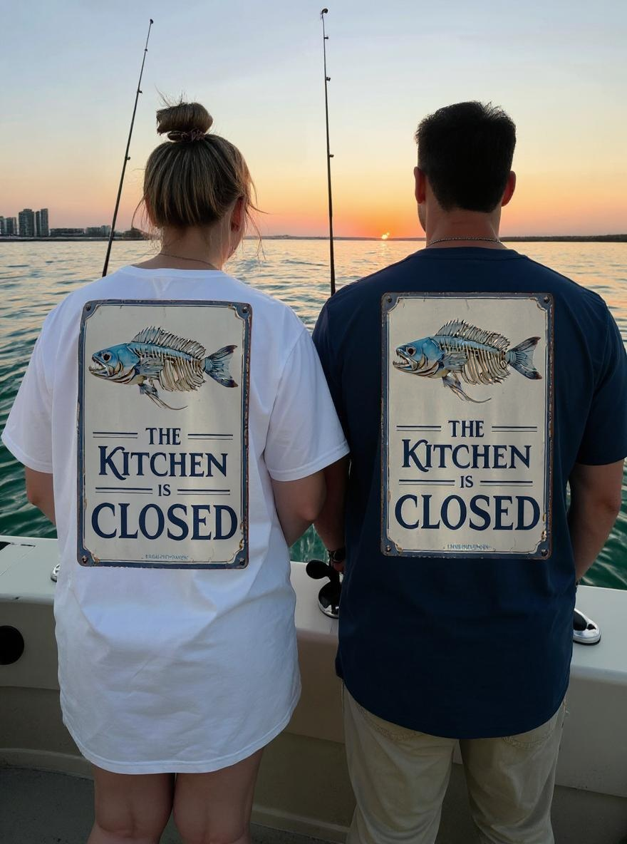 LA COCINA ESTÁ CERRADA - Camiseta unisex de algodón orgánico Fisher, azul marino