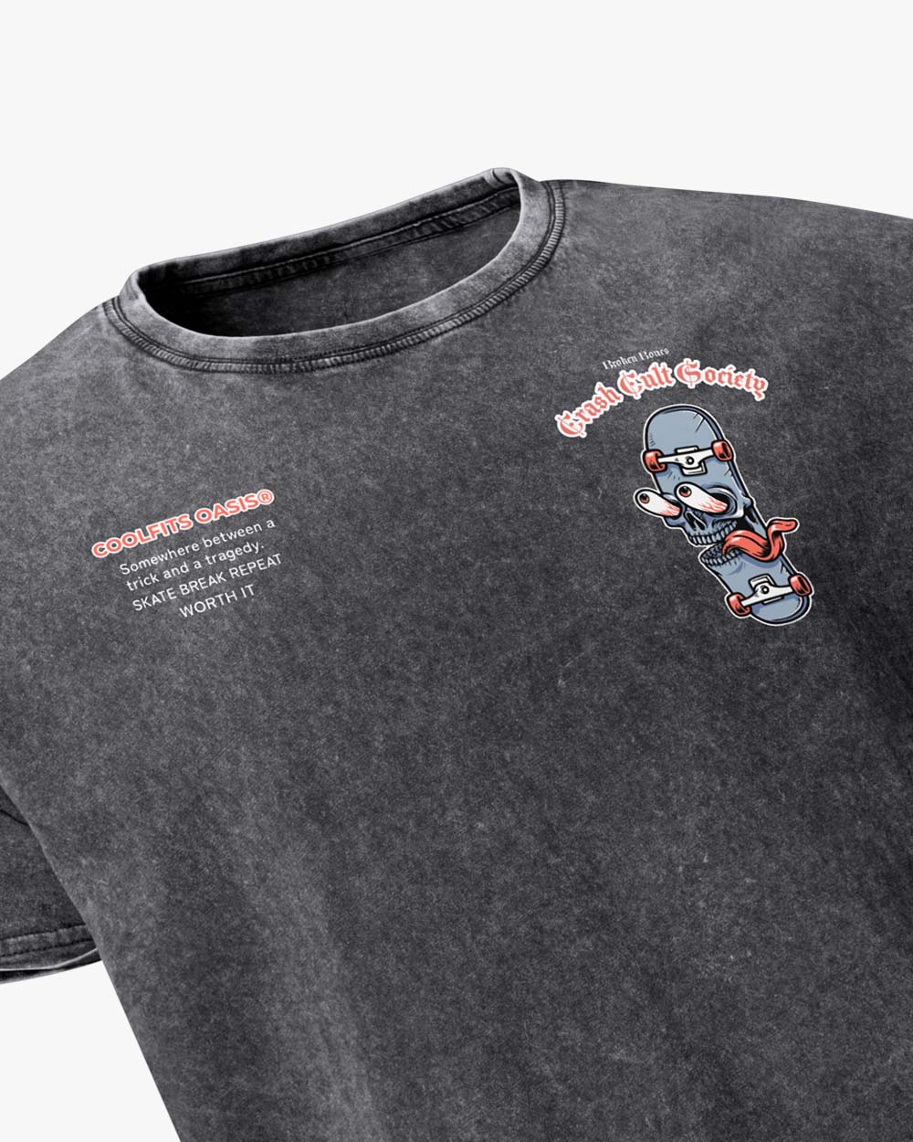 CRASH CULT SOCIETY  skate tee - Vintage Streetwear for Skaters & Surfers- Denim T-Shirt - Denim black