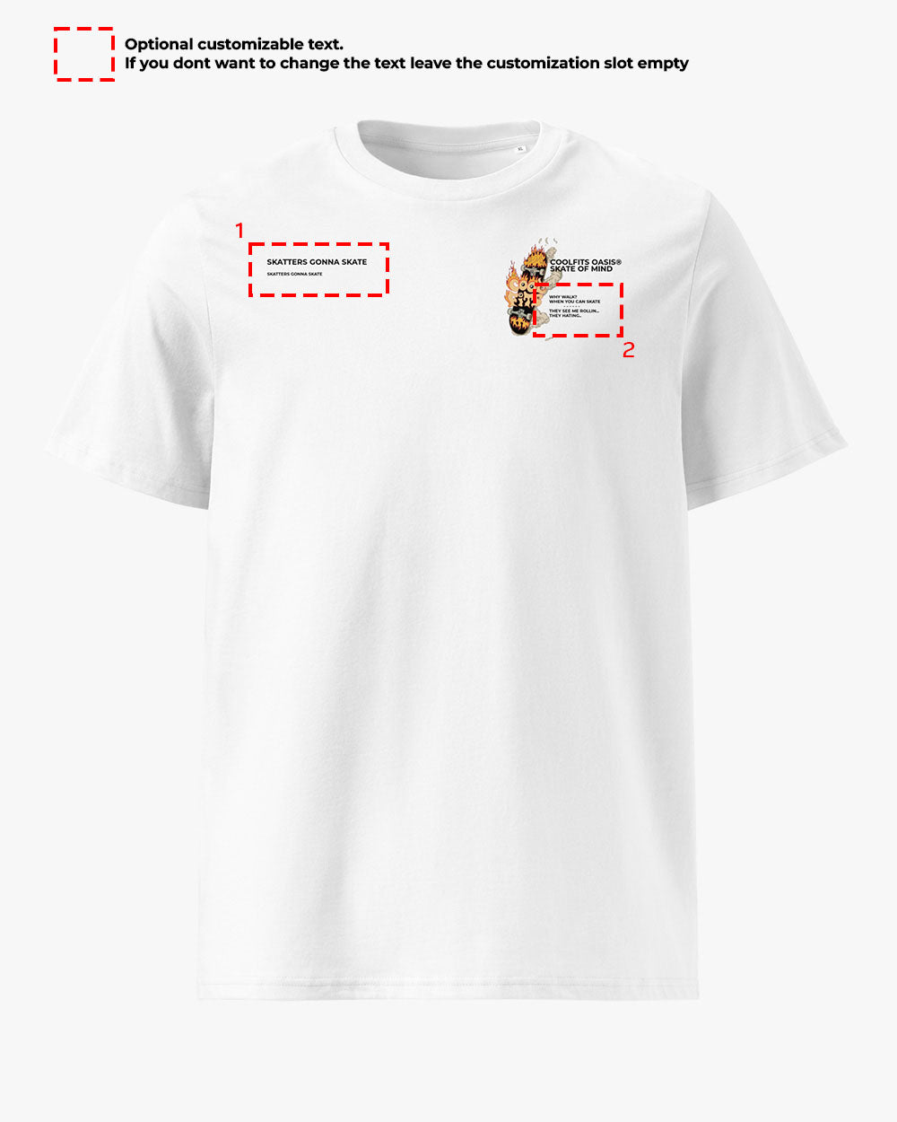 COOLFITS SKATE OF MIND - Unisex organic cotton t-shirt - white