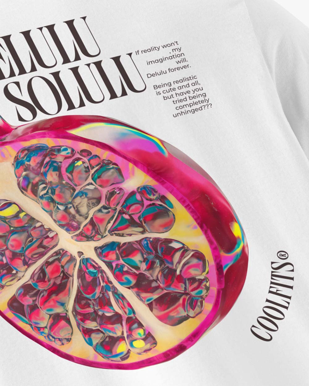 DELULU IS THE SOLULU, GLASS GRENADE - Unisex organic cotton t-shirt - white