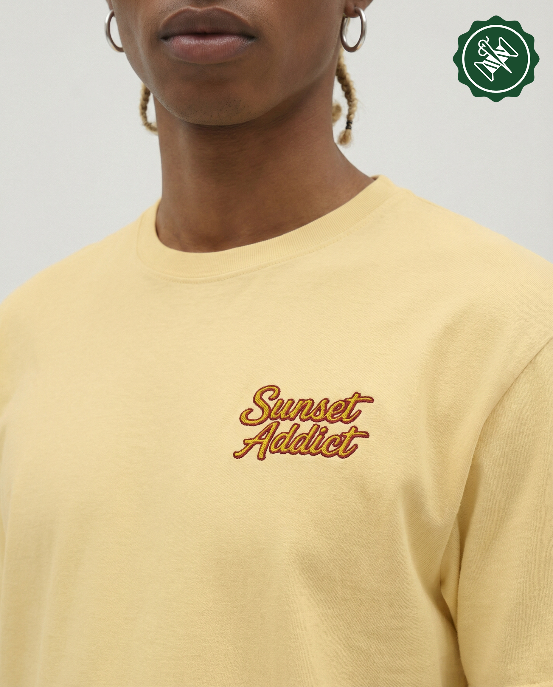 SUNSET ADDICT - Camiseta unisex bordada de peso pesado