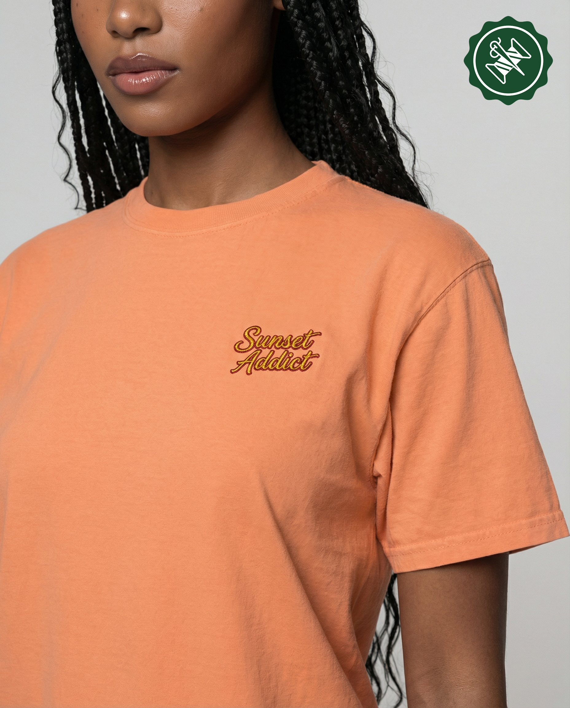 SUNSET ADDICT - Camiseta unisex bordada de peso pesado