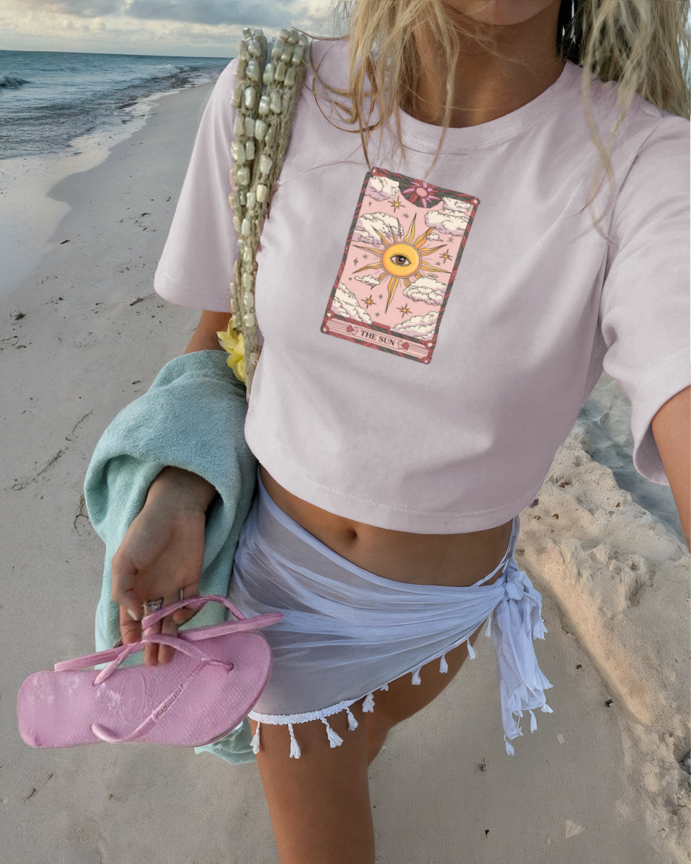 THE SUN TAROT CARD - Women’s crop top - orchid