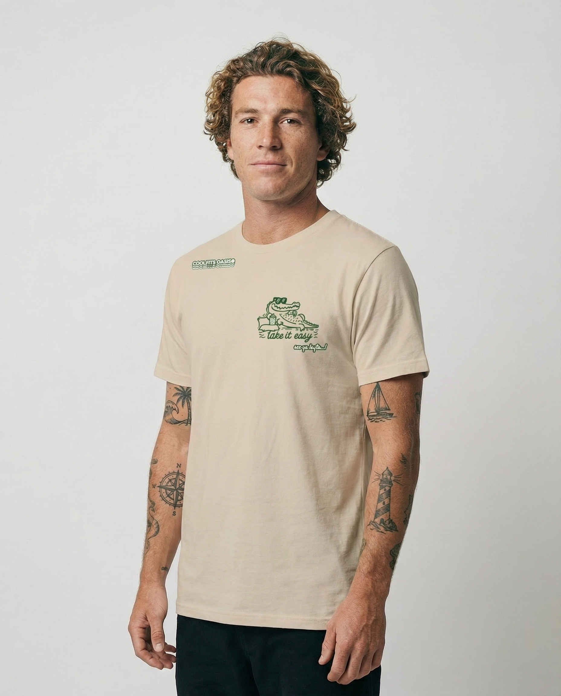 SEE YOU LATER ALLIGATOR - TAKE IT EASY - Unisex organic cotton t-shirt - desert dust