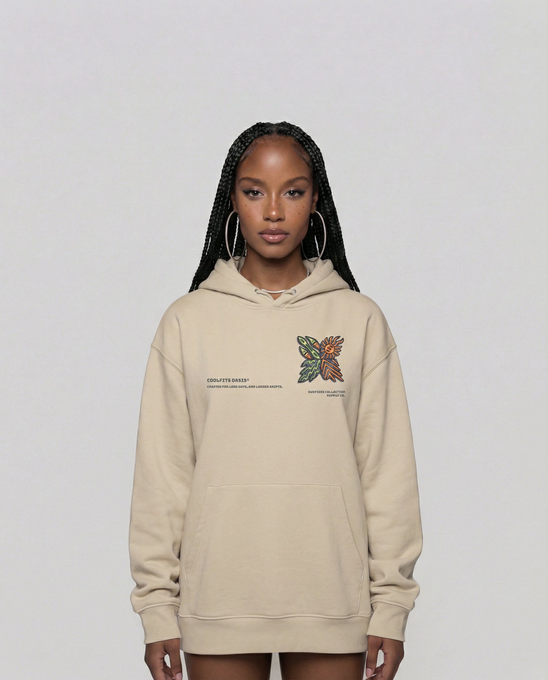 SURFER TRIBAL NATIVE - Sudadera unisex ecológica esencial - polvo del desierto, blanco