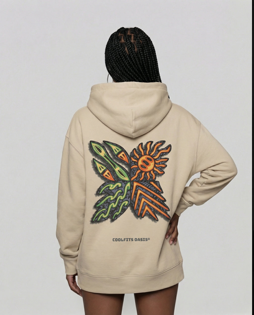 SURFER TRIBAL NATIVE - Unisex Essential Eco Hoodie- Desert Dust