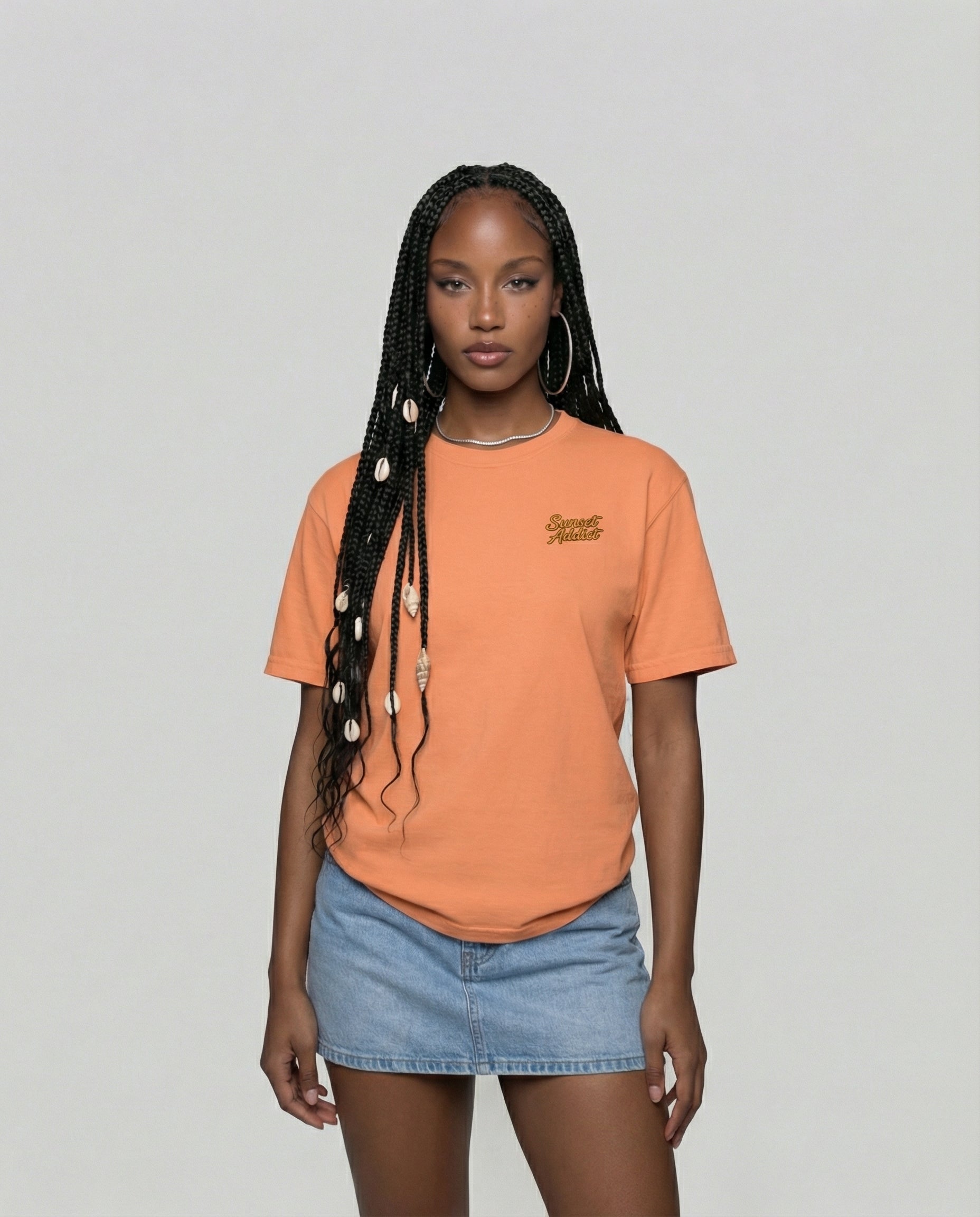 SUNSET ADDICT - Camiseta unisex bordada de peso pesado