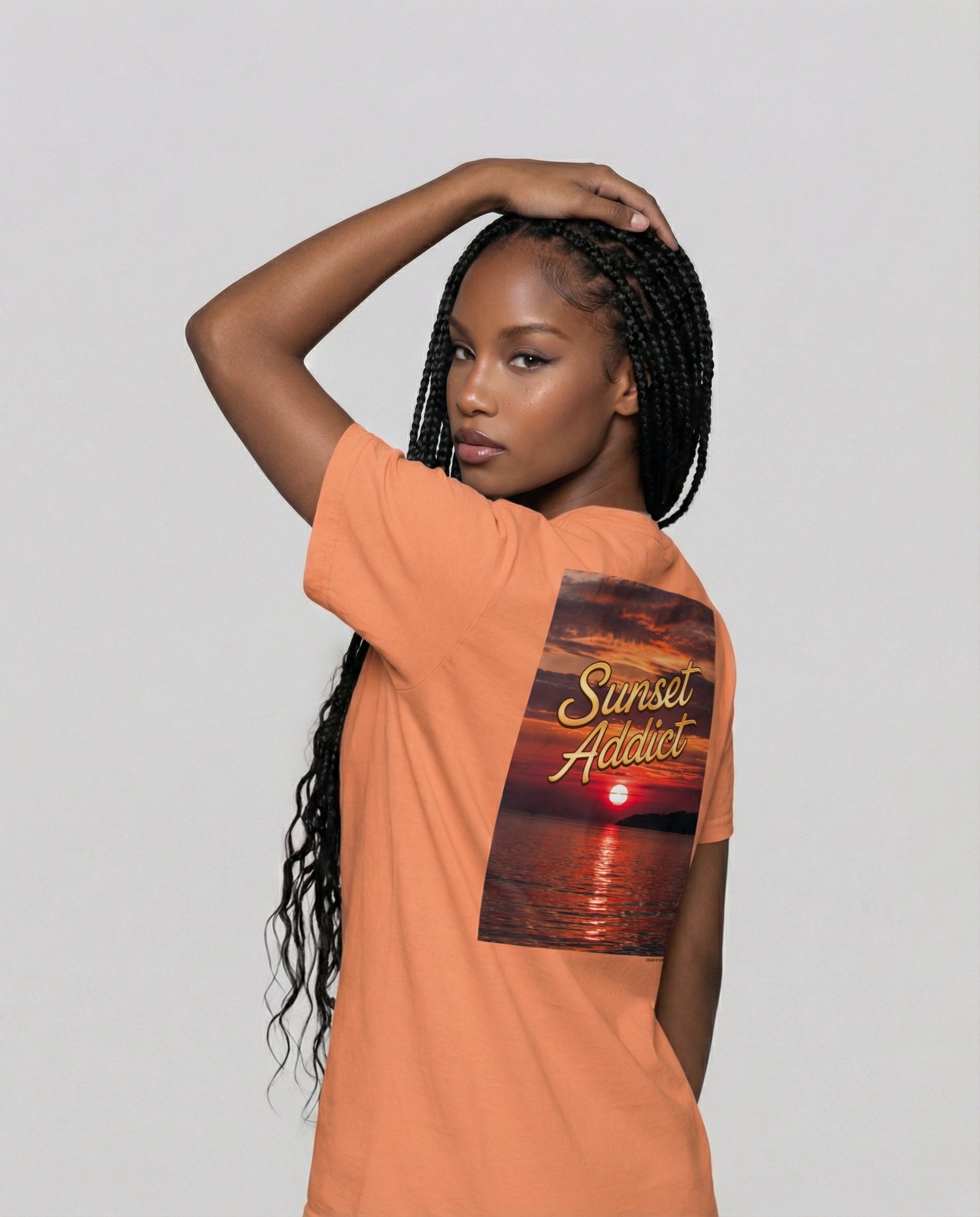 SUNSET ADDICT - Camiseta unisex bordada de peso pesado