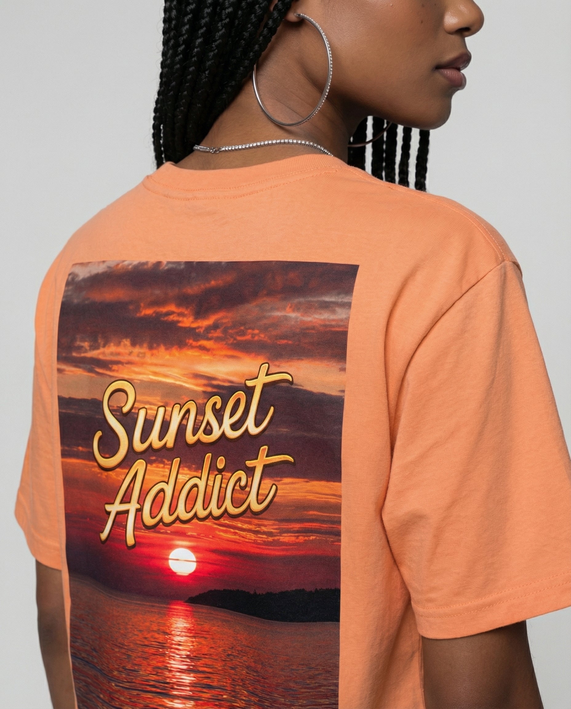 SUNSET ADDICT - Camiseta unisex bordada de peso pesado