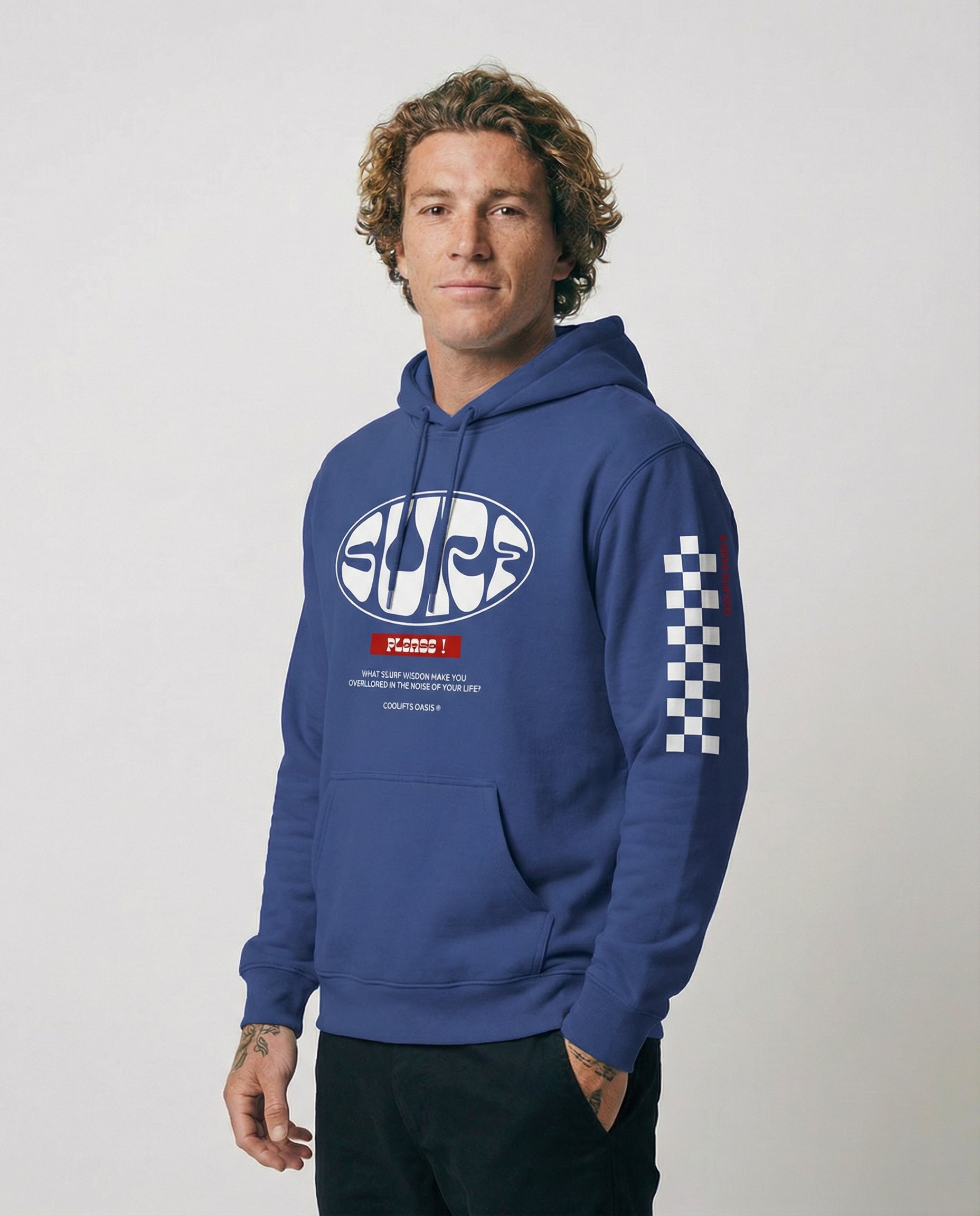 ¡SURF POR FAVOR! - Sudadera unisex con hombros caídos - Cobalto