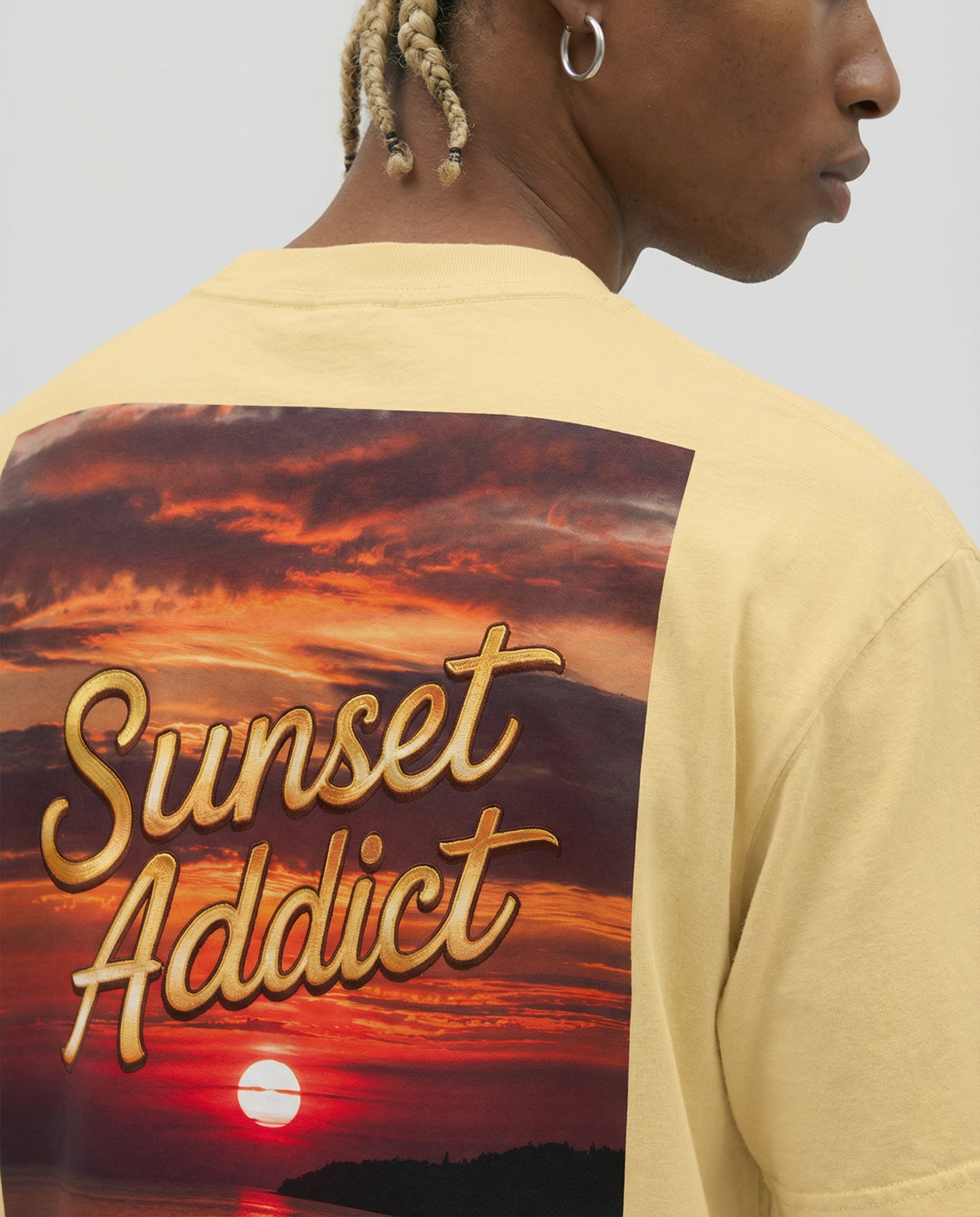 SUNSET ADDICT - Camiseta unisex bordada de peso pesado