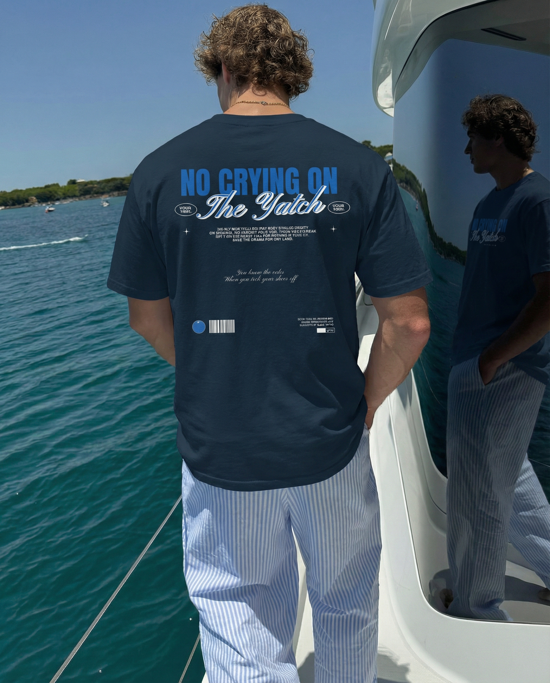NO LLORAR EN EL YATE - Camiseta unisex de algodón orgánico - azul marino