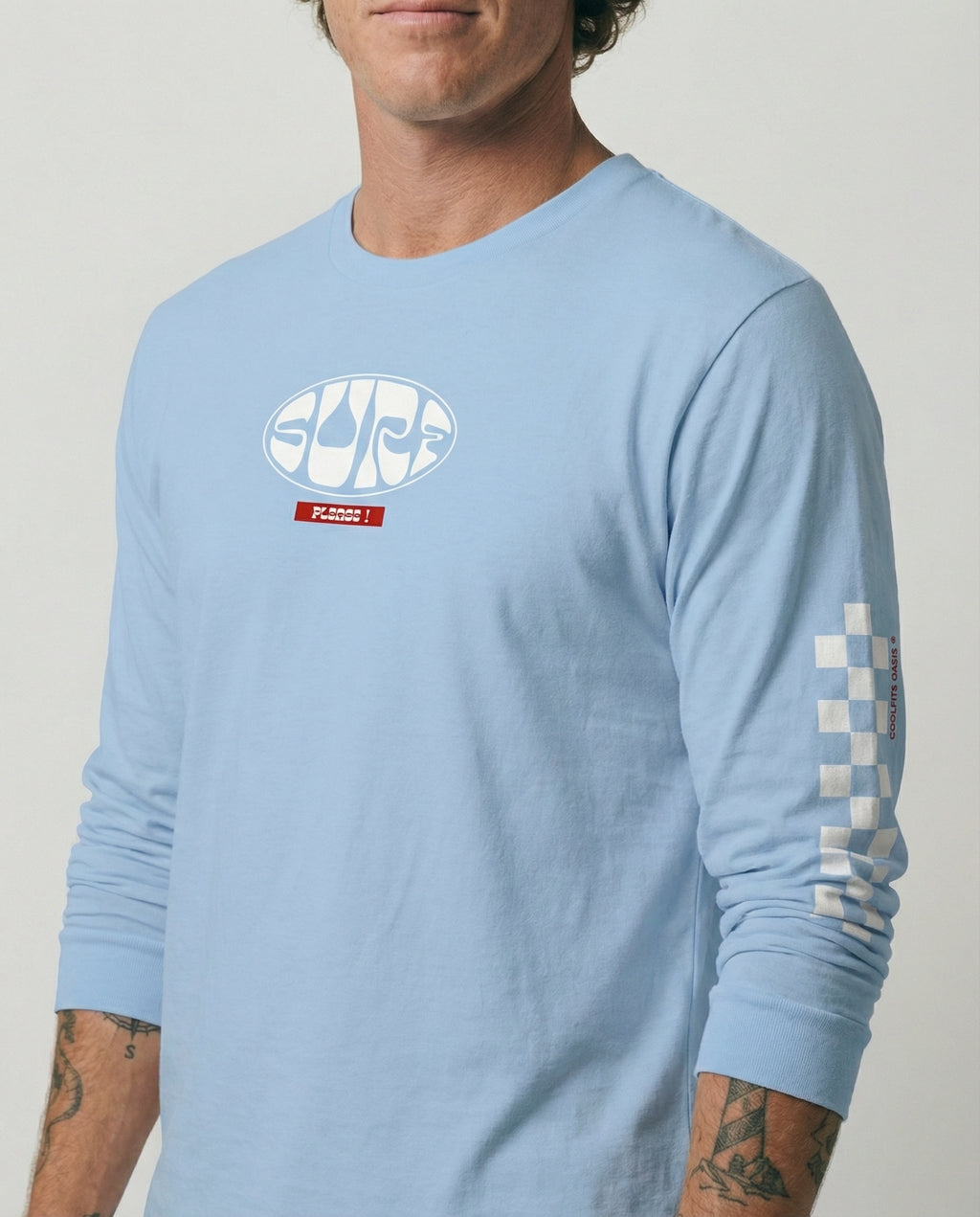 ¡SURF POR FAVOR! - Camisa de manga larga unisex - Azul claro