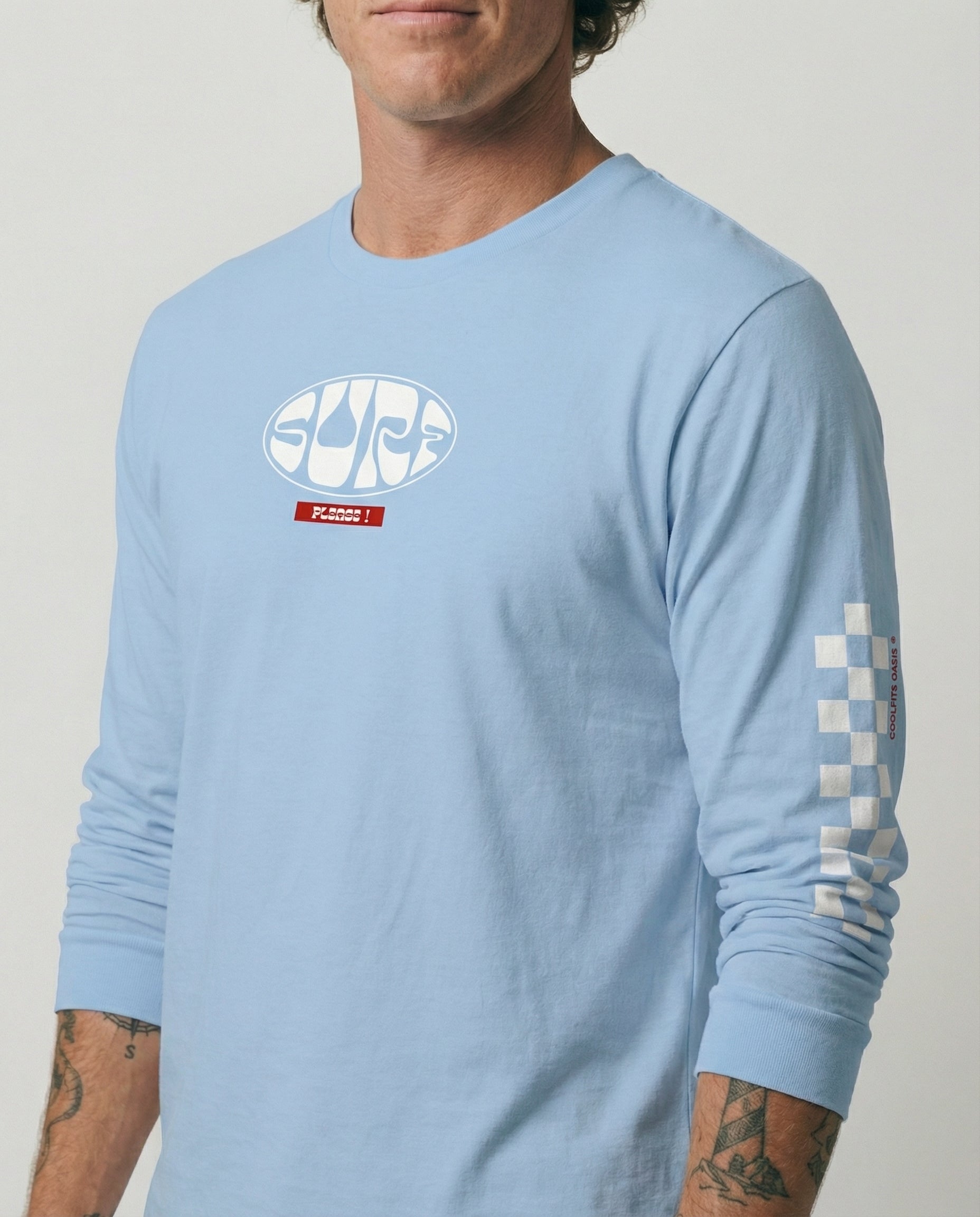 ¡SURF POR FAVOR! - Camisa de manga larga unisex - Azul claro