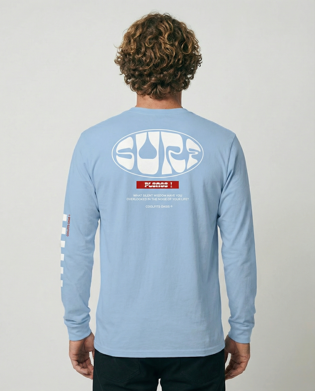 ¡SURF POR FAVOR! - Camisa de manga larga unisex - Azul claro