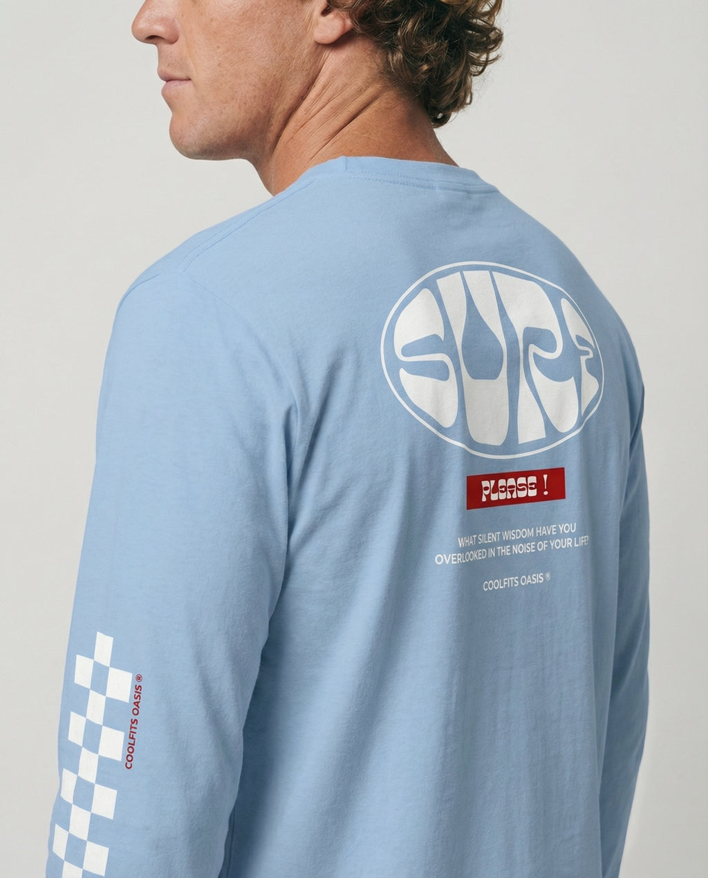 ¡SURF POR FAVOR! - Camisa de manga larga unisex - Azul claro