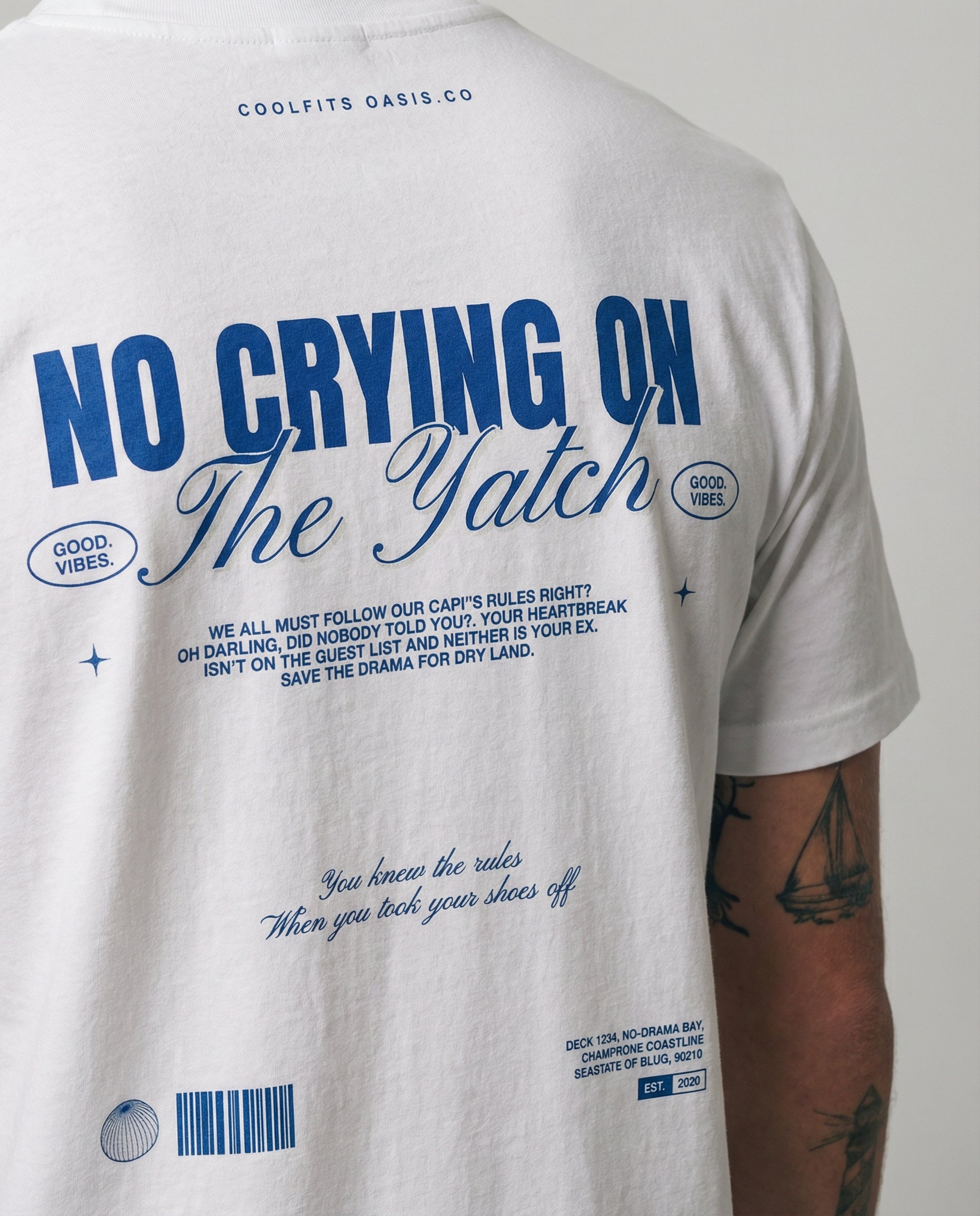 NO LLORAR EN EL YATE - Camiseta unisex de algodón orgánico - blanca