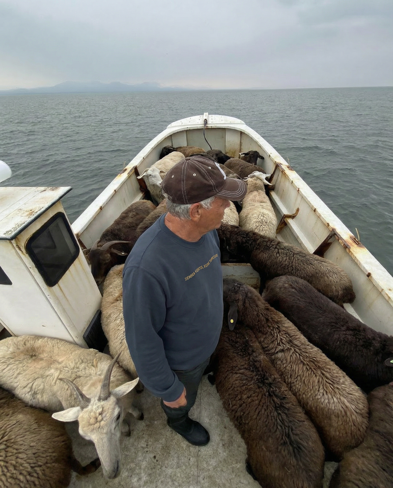 SIEMBRA VIENTOS Y RECOGE TEMPESTADES - Unisex Organic Embroidered Sailor Sweatshirt - Washed Navy Blue