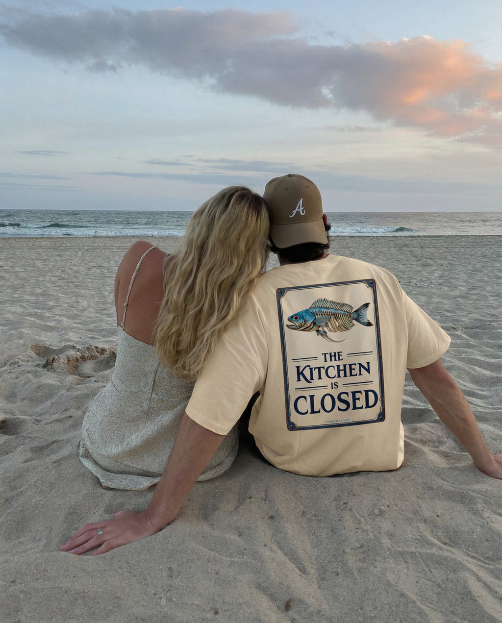 THE KITCHEN IS CLOSED - Out Of Office Unisex Organic Cotton T-shirt , Desert Dust
