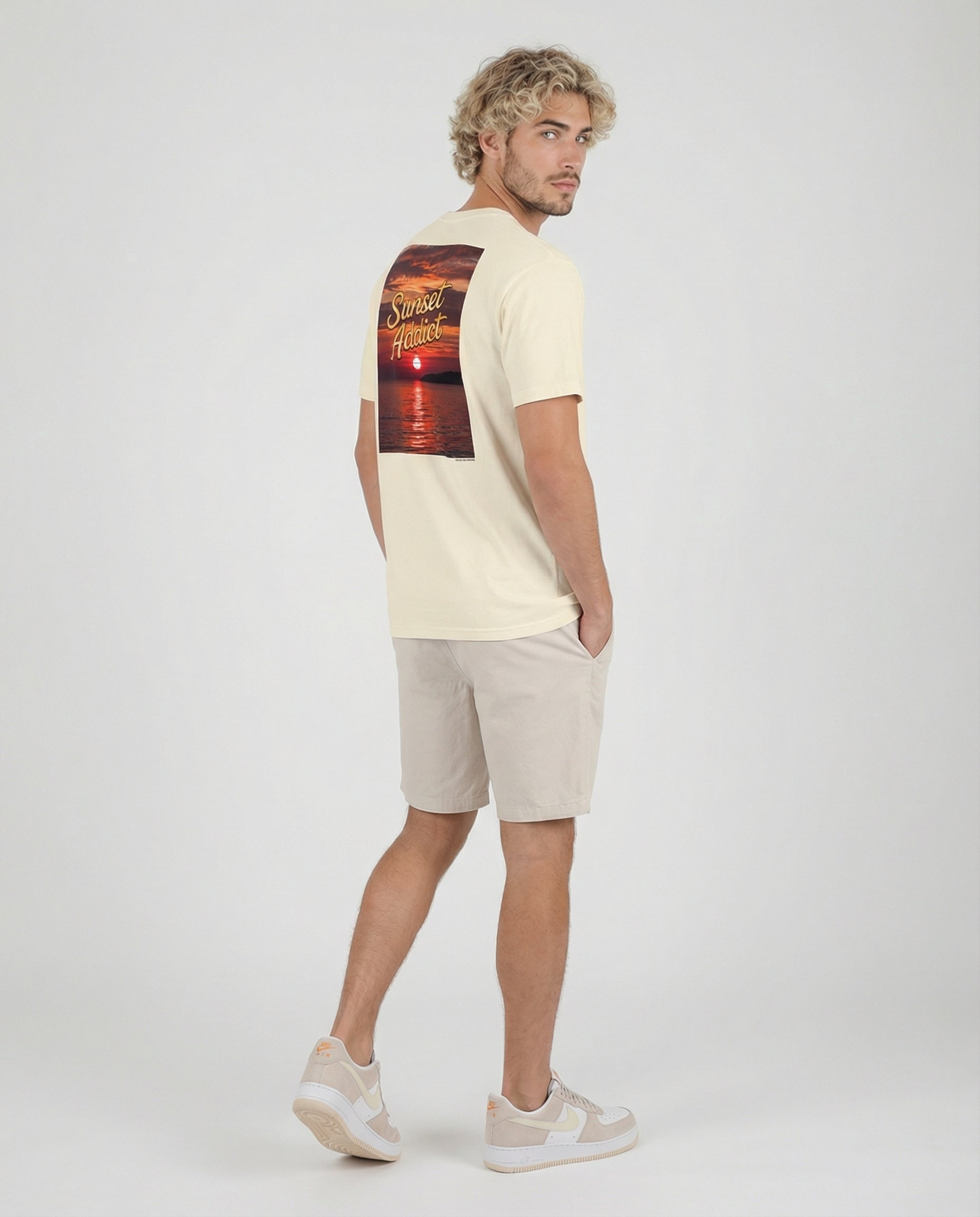 SUNSET ADDICT - Camiseta unisex bordada de peso pesado