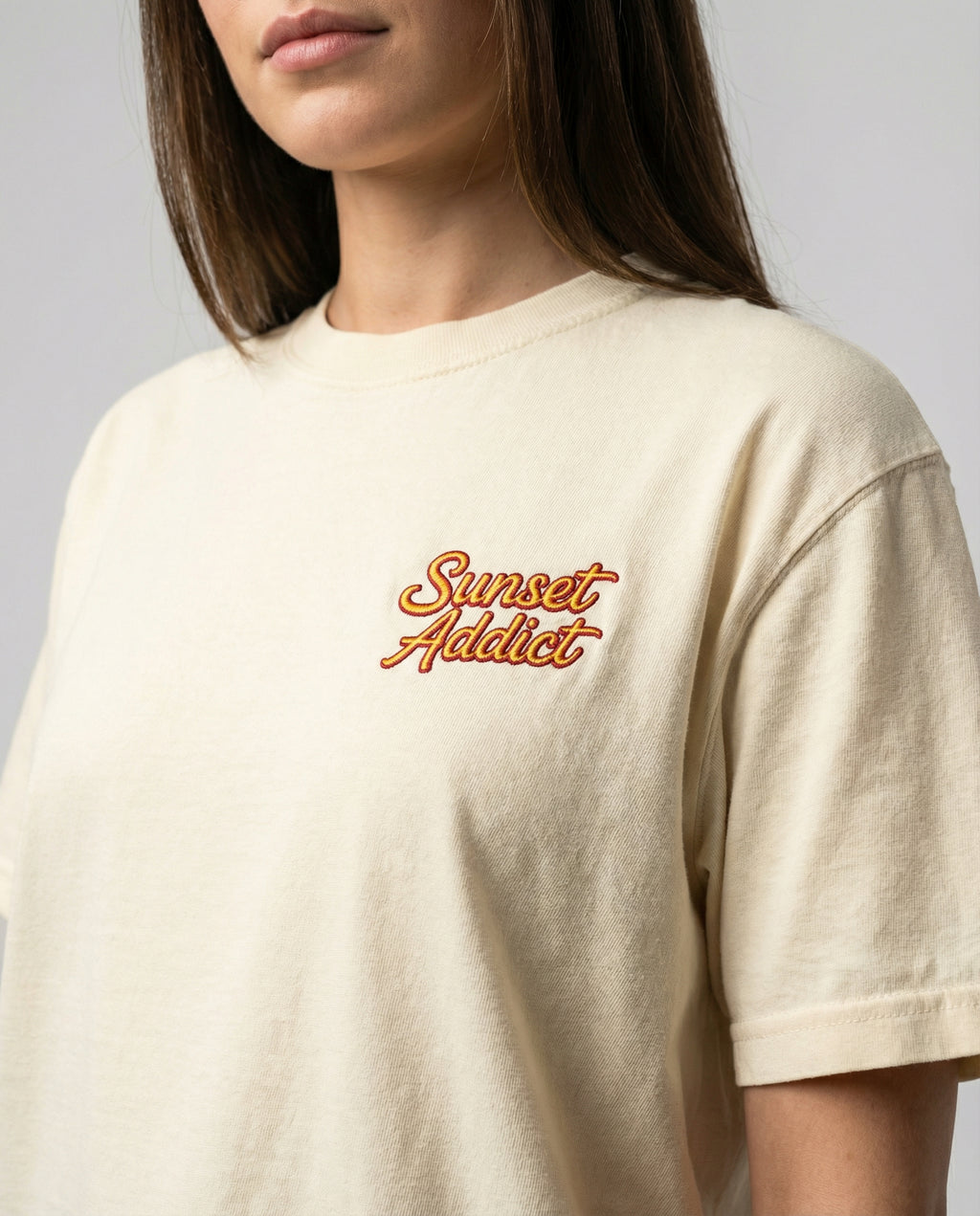 SUNSET ADDICT - Camiseta unisex bordada de peso pesado