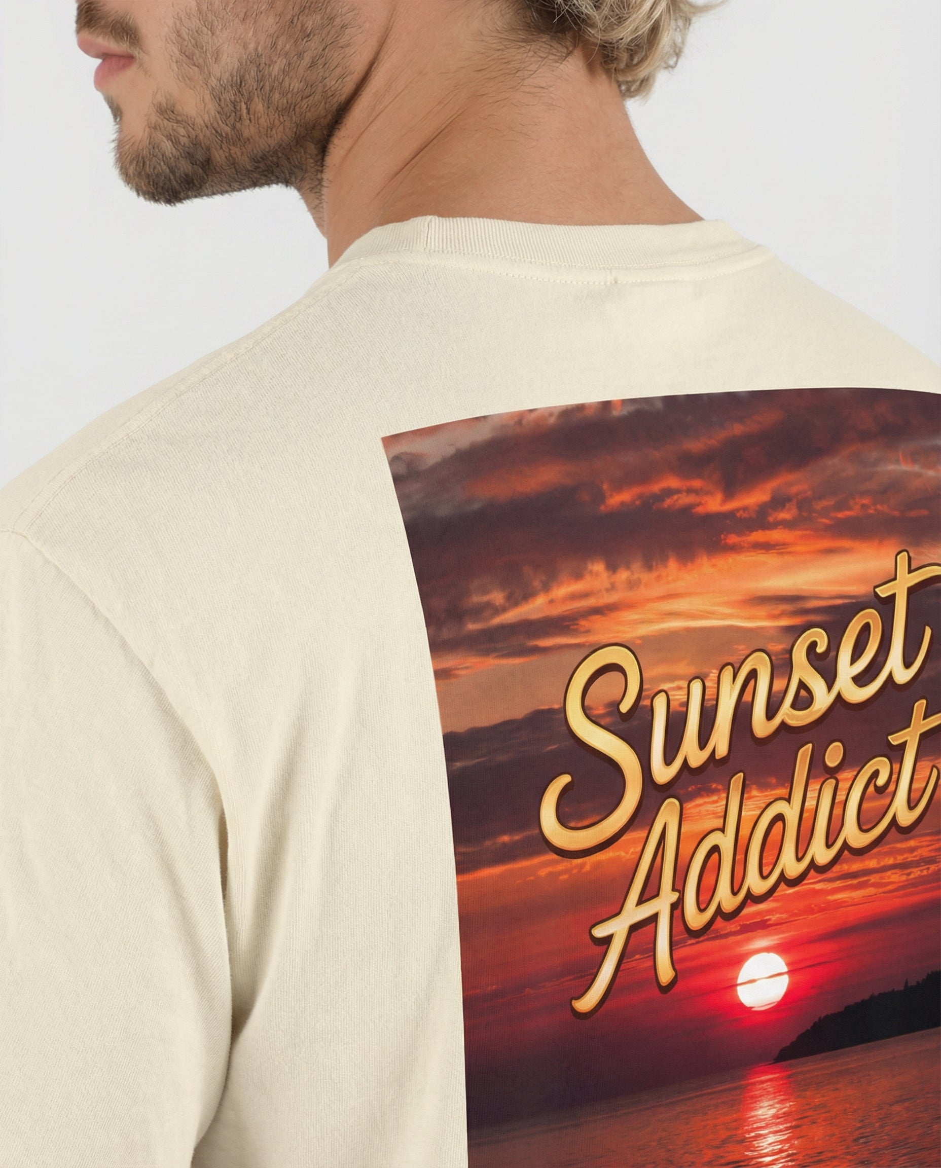 SUNSET ADDICT - Camiseta unisex bordada de peso pesado