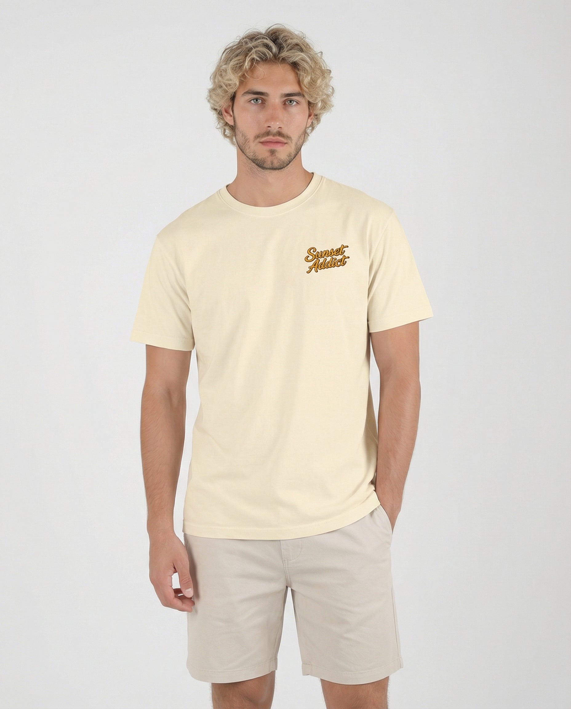 SUNSET ADDICT - Camiseta unisex bordada de peso pesado