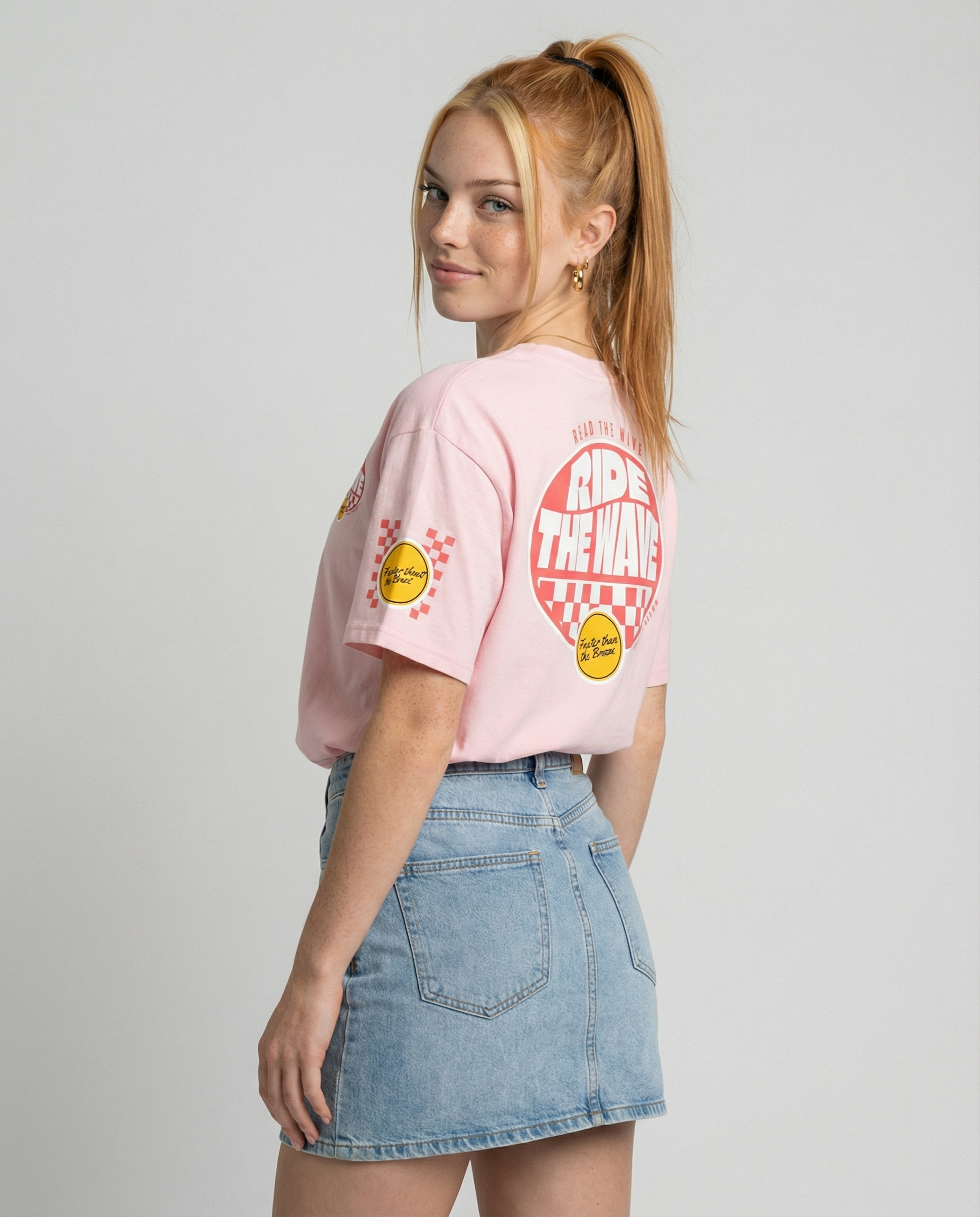 RIDE THE WAVE - Camiseta unisex de algodón orgánico - blanco, rosa algodón