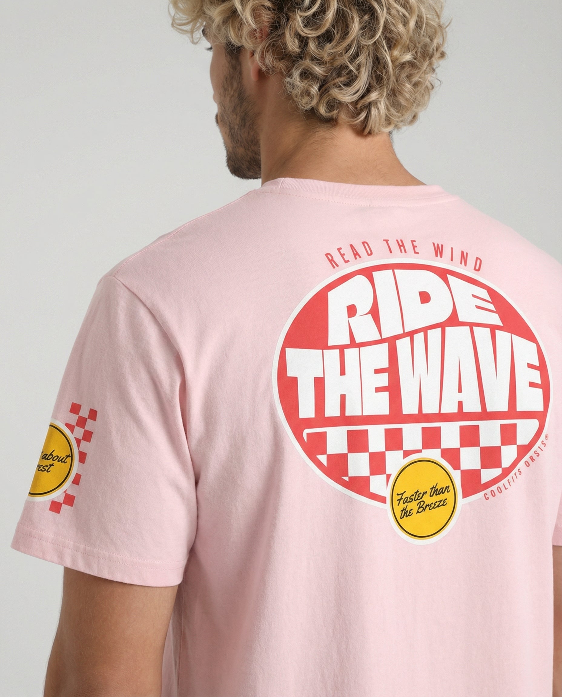 RIDE THE WAVE - Camiseta unisex de algodón orgánico - blanco, rosa algodón