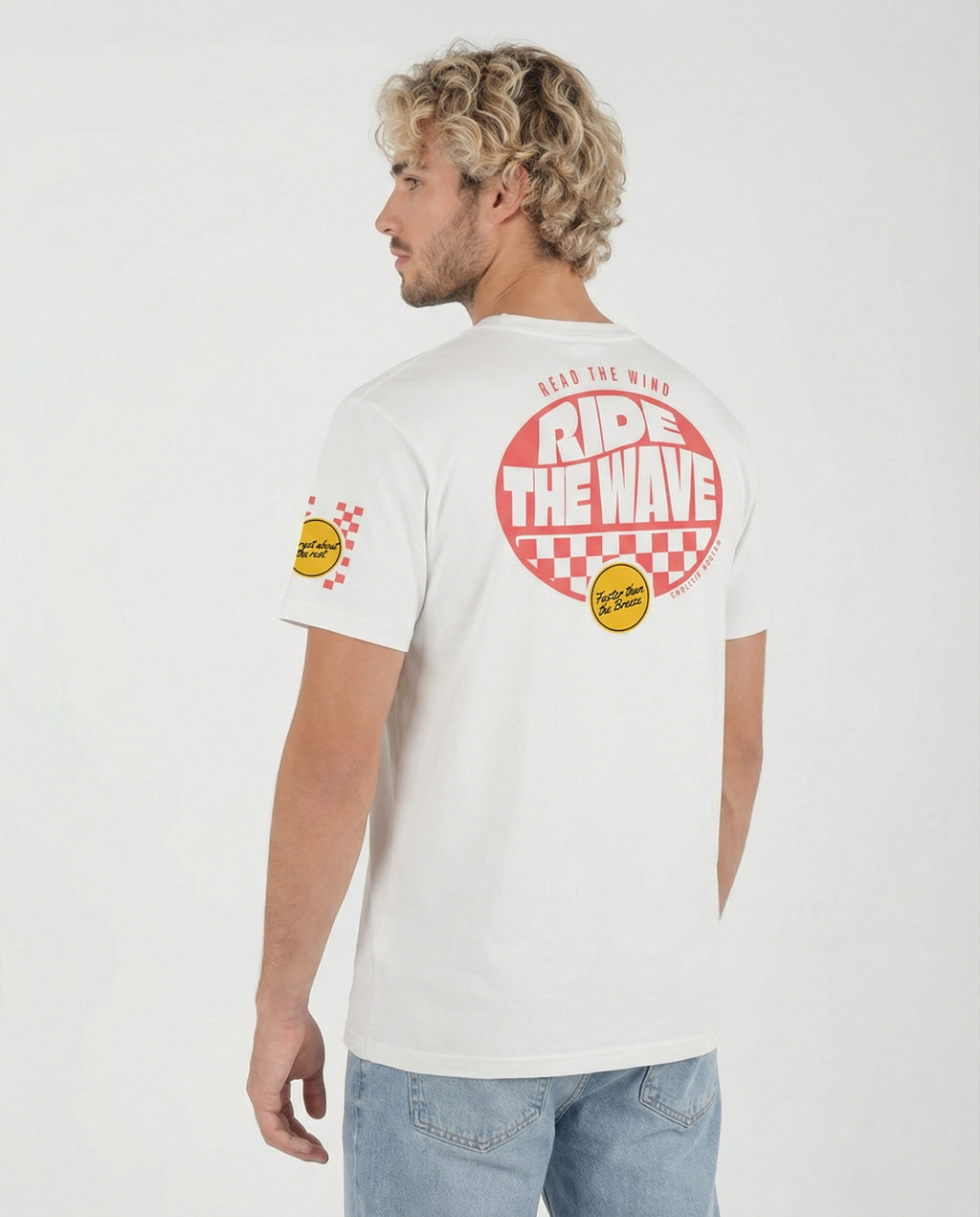 RIDE THE WAVE - Camiseta unisex de algodón orgánico - blanco, rosa algodón