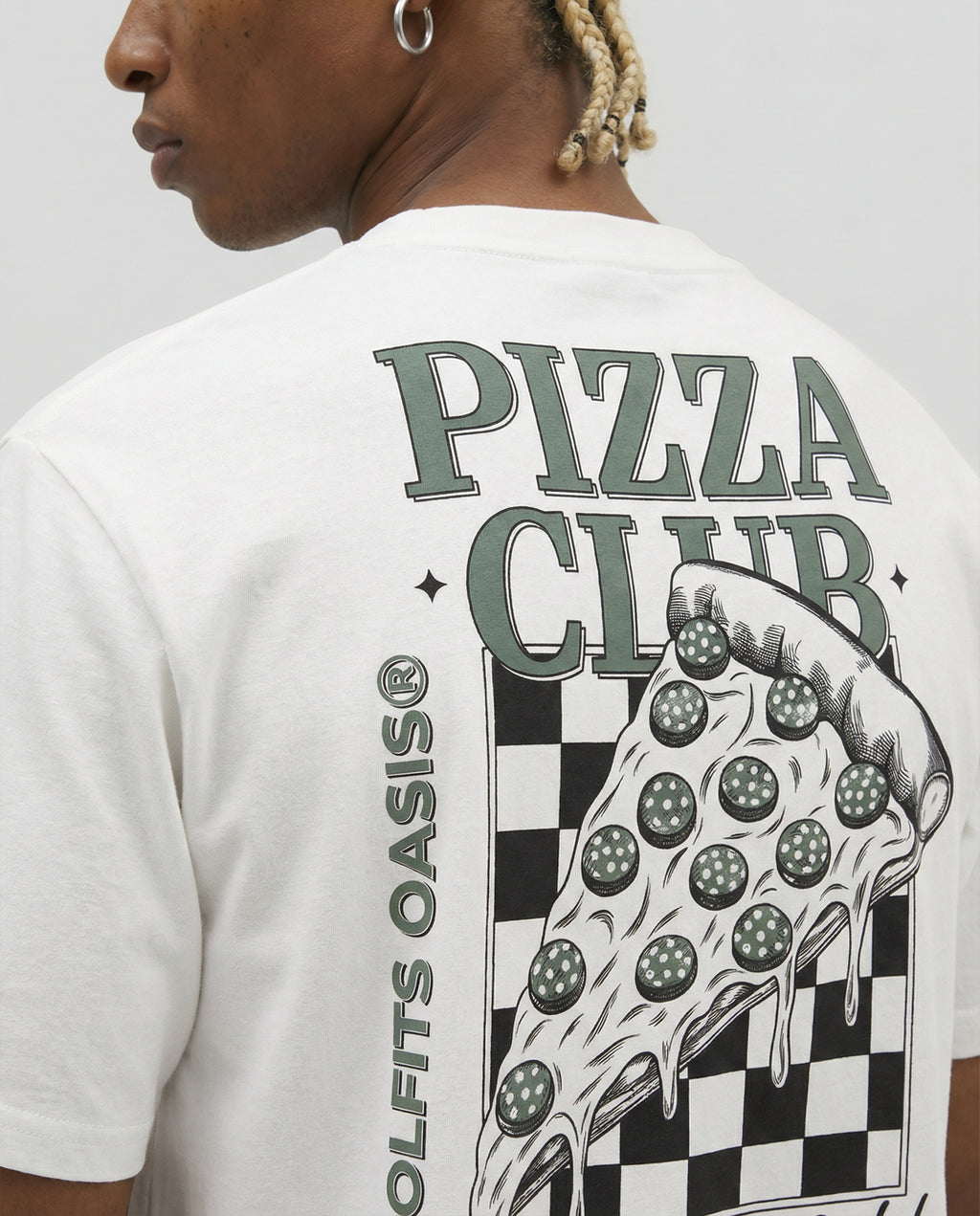 FRIDAY NIGHT PIZZA CLUB - Camiseta unisex de algodón orgánico. Blanca
