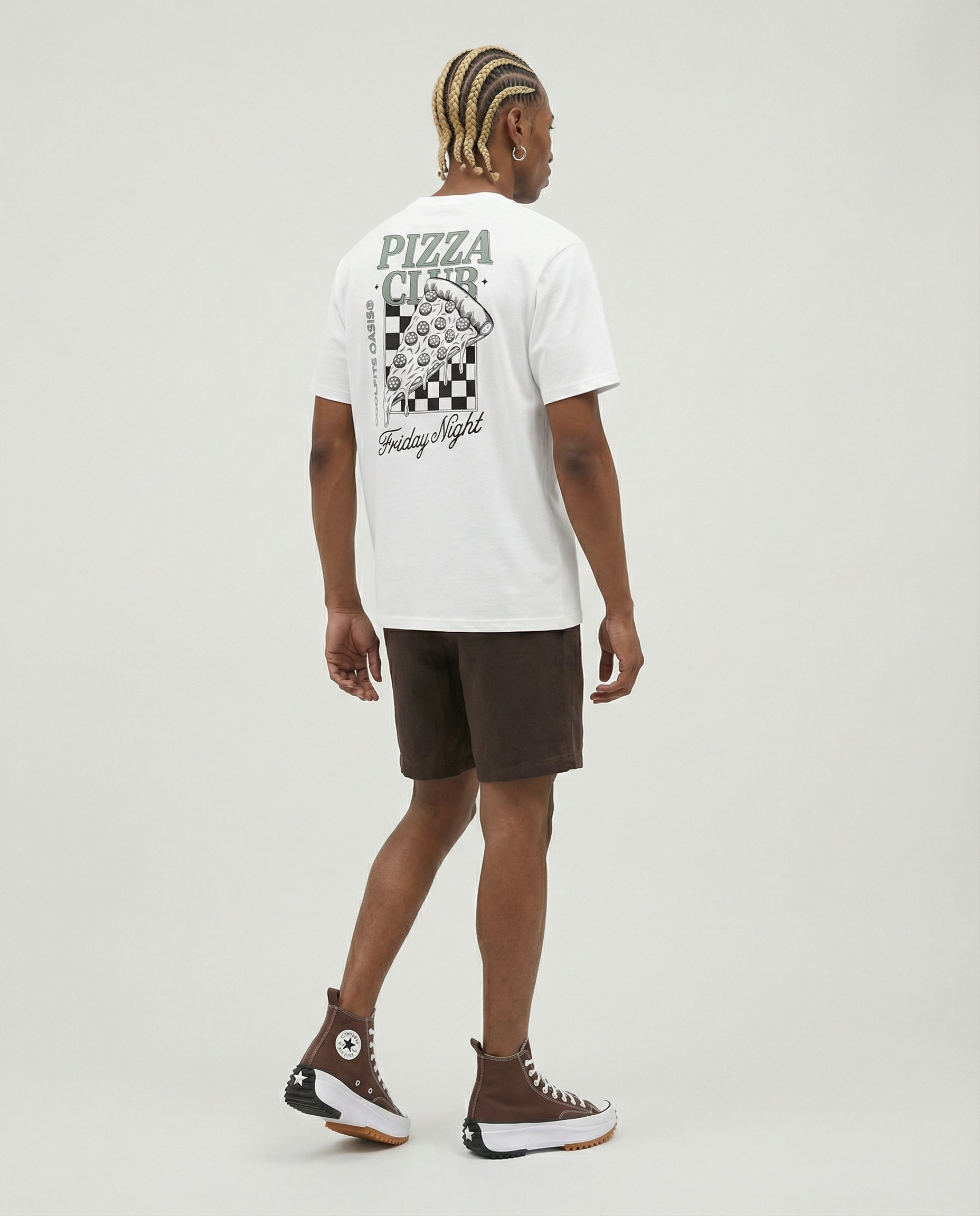 FRIDAY NIGHT PIZZA CLUB - Camiseta unisex de algodón orgánico. Blanca