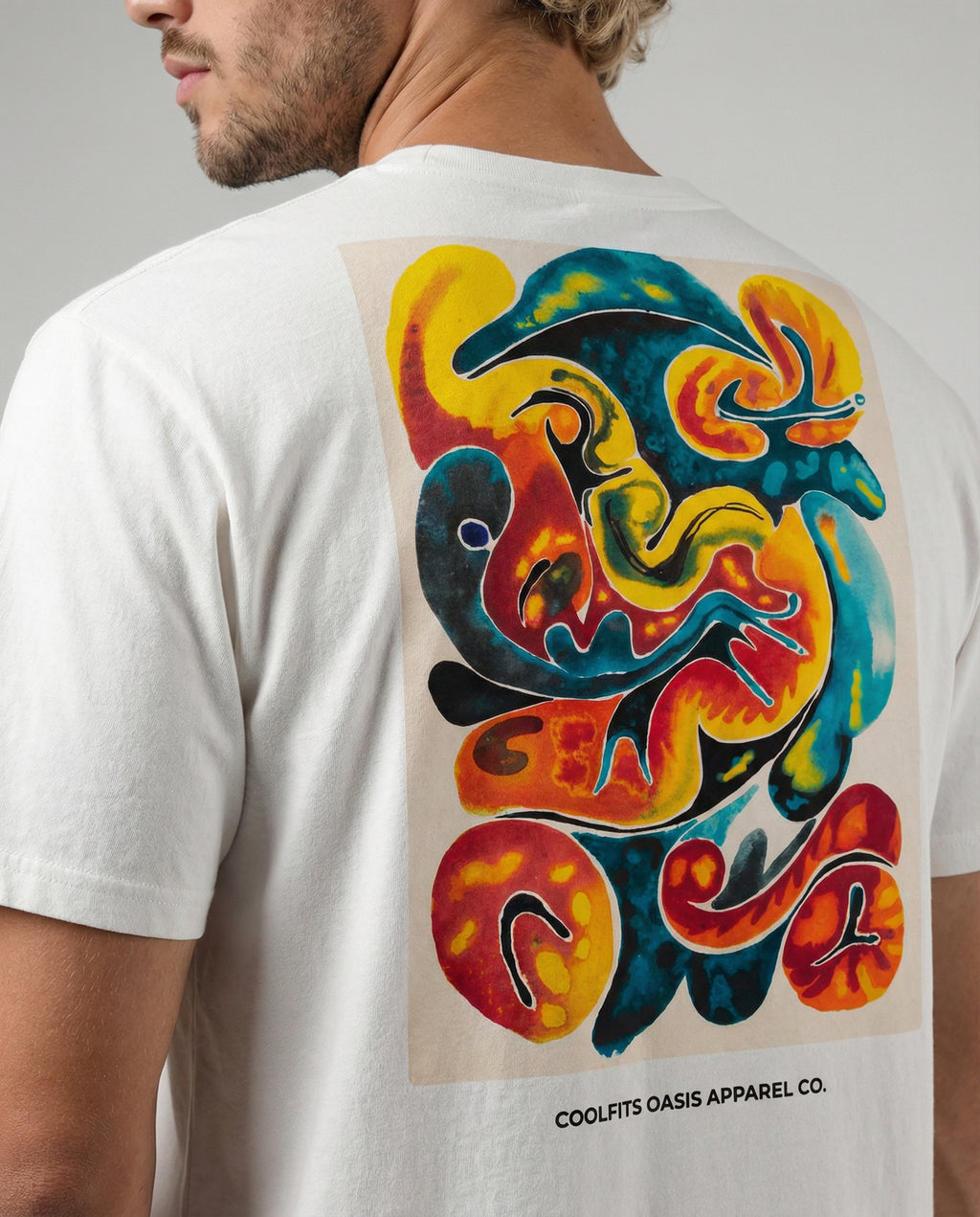 WATERCOLORS SUMMER ART - Unisex Organic Cotton Colorful T-Shirt - White