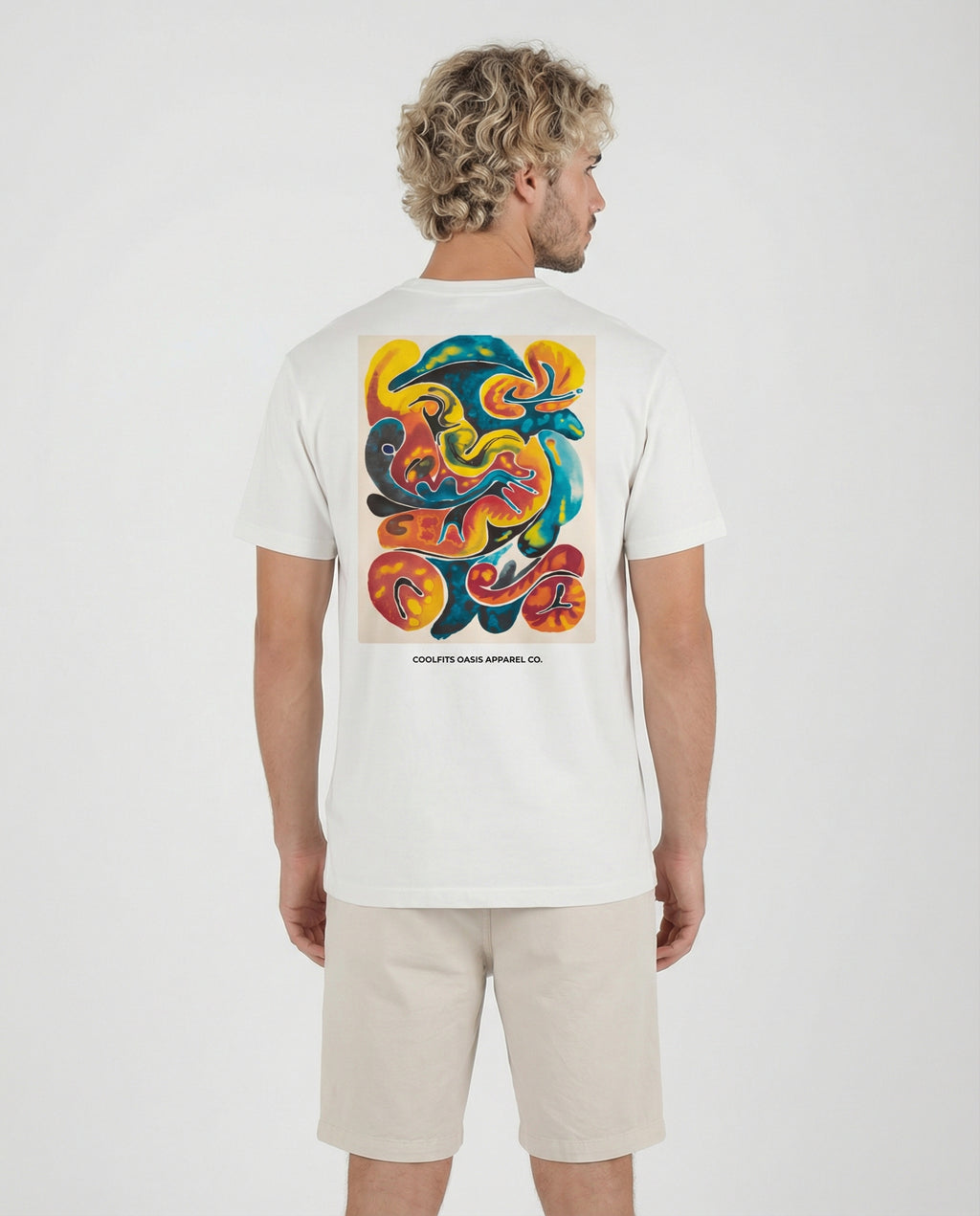 WATERCOLORS SUMMER ART - Unisex Organic Cotton Colorful T-Shirt - White