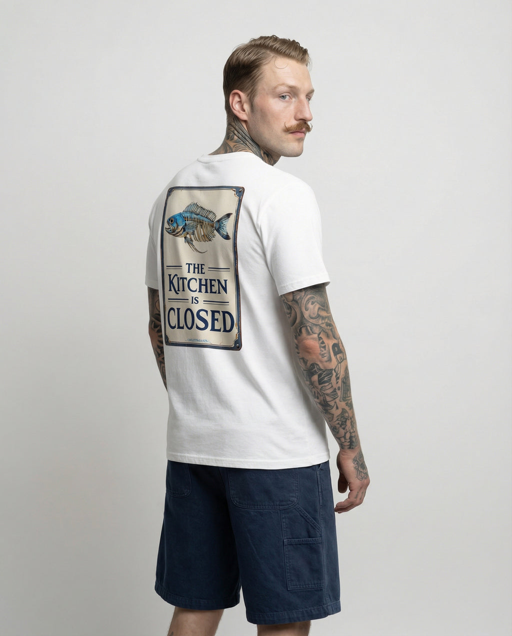 THE KITCHEN IS CLOSED - Fisher Unisex Organic Cotton T-shirt - White