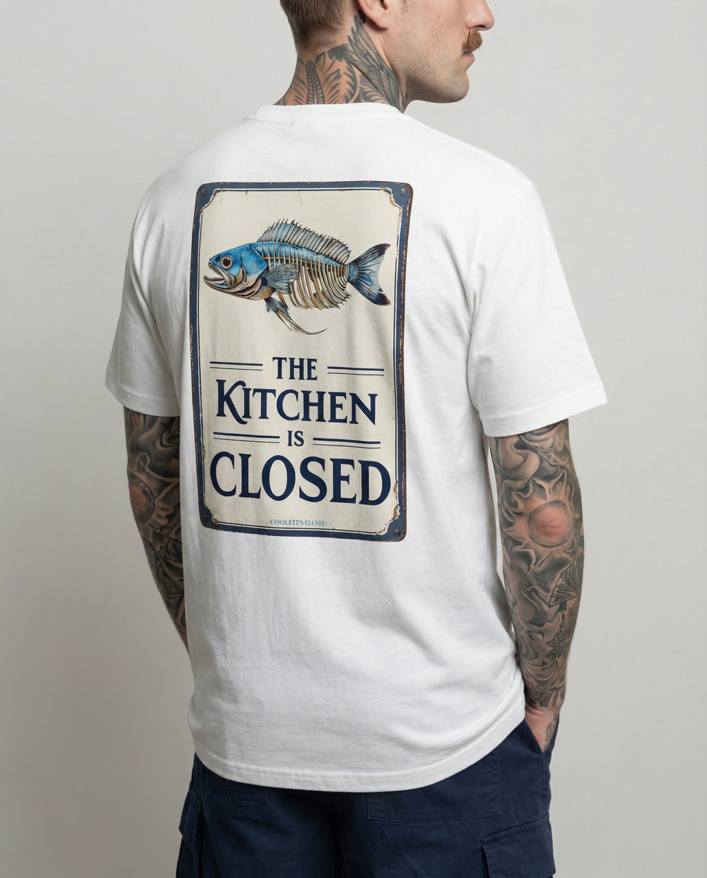 THE KITCHEN IS CLOSED - Fisher Unisex Organic Cotton T-shirt - White