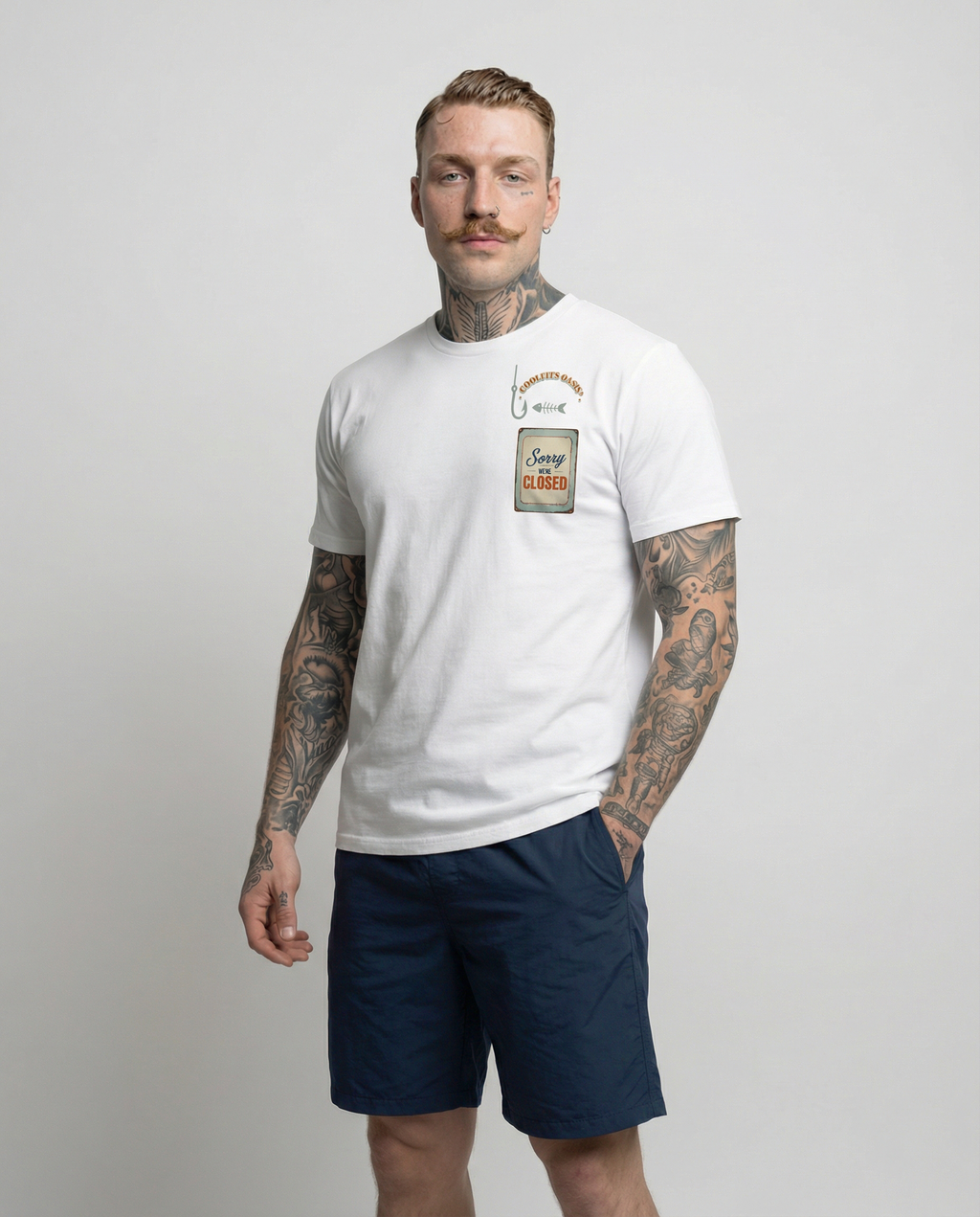 THE KITCHEN IS CLOSED - Fisher Unisex Organic Cotton T-shirt - White