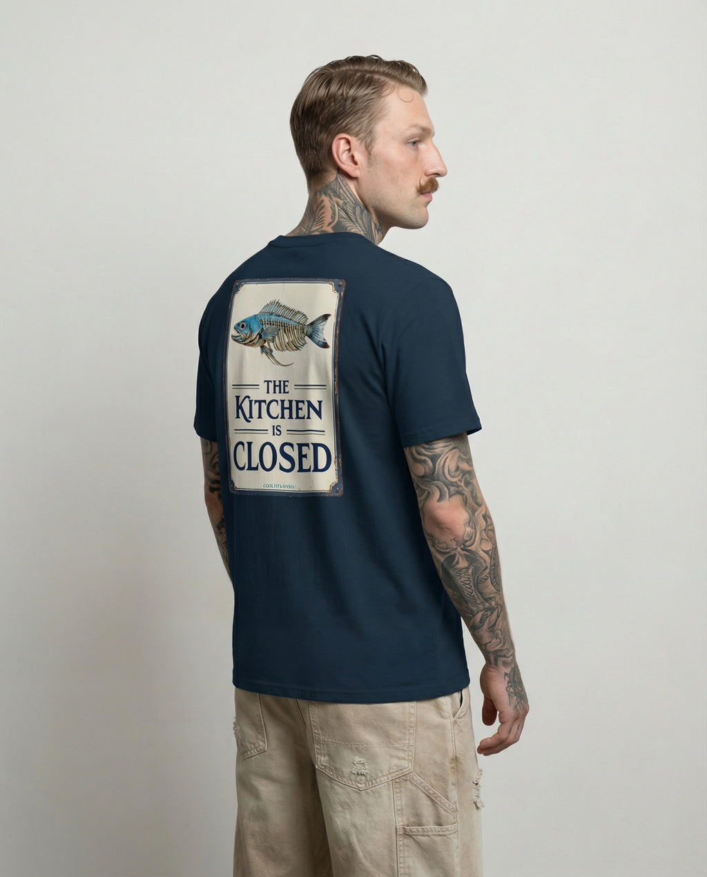 THE KITCHEN IS CLOSED - Fisher Unisex Organic Cotton T-shirt , Navy
