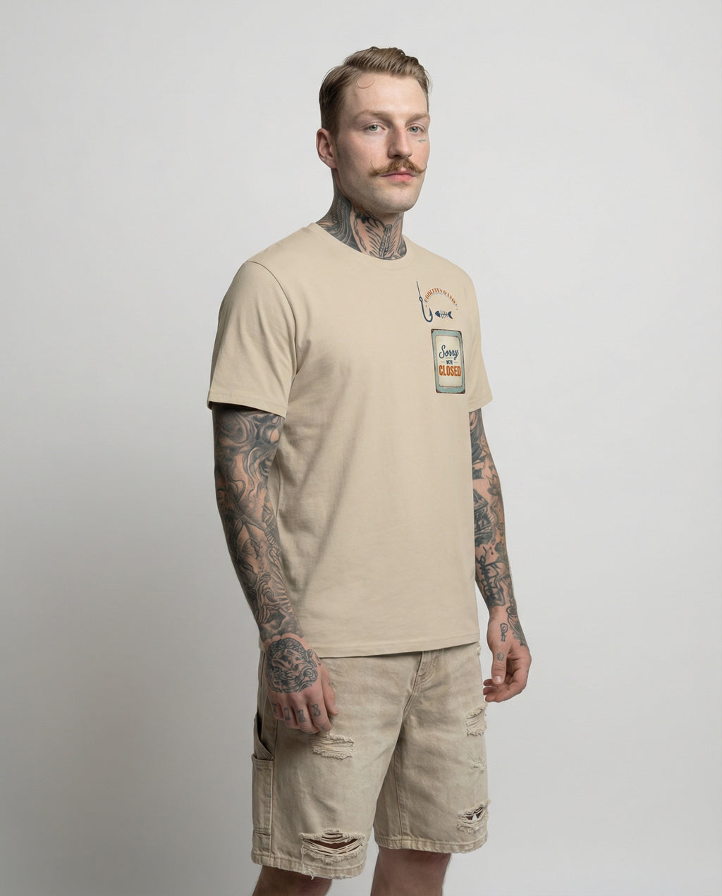 THE KITCHEN IS CLOSED - Out Of Office Unisex Organic Cotton T-shirt , Desert Dust