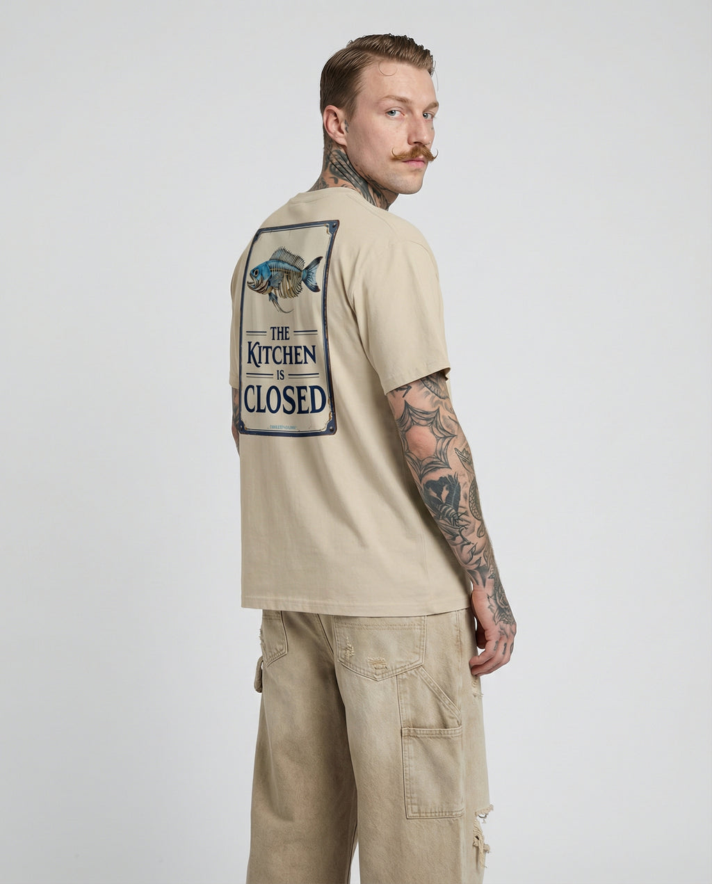 THE KITCHEN IS CLOSED - Out Of Office Unisex Organic Cotton T-shirt , Desert Dust