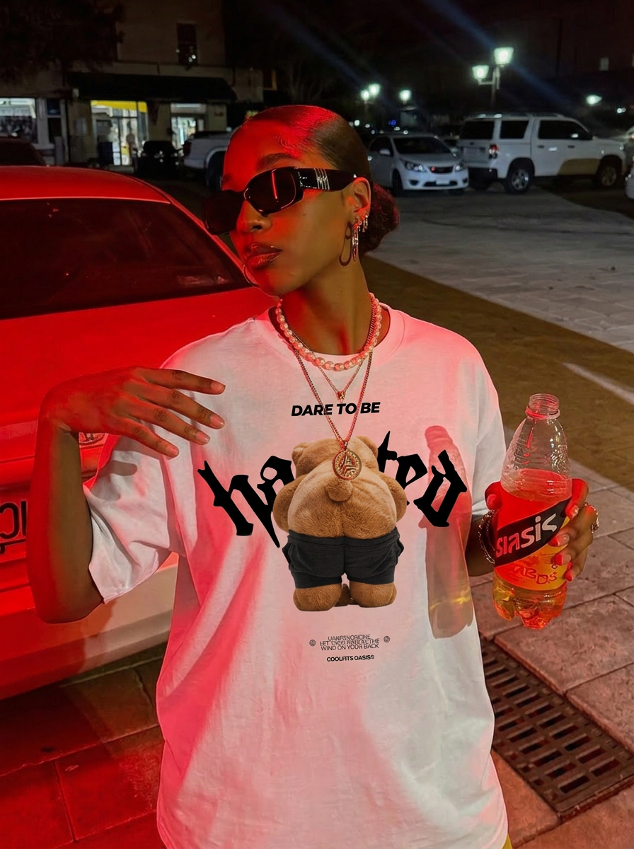 DARE TO BE HATED - Teddy Bear - Unisex Organic Cotton T-shirt - White