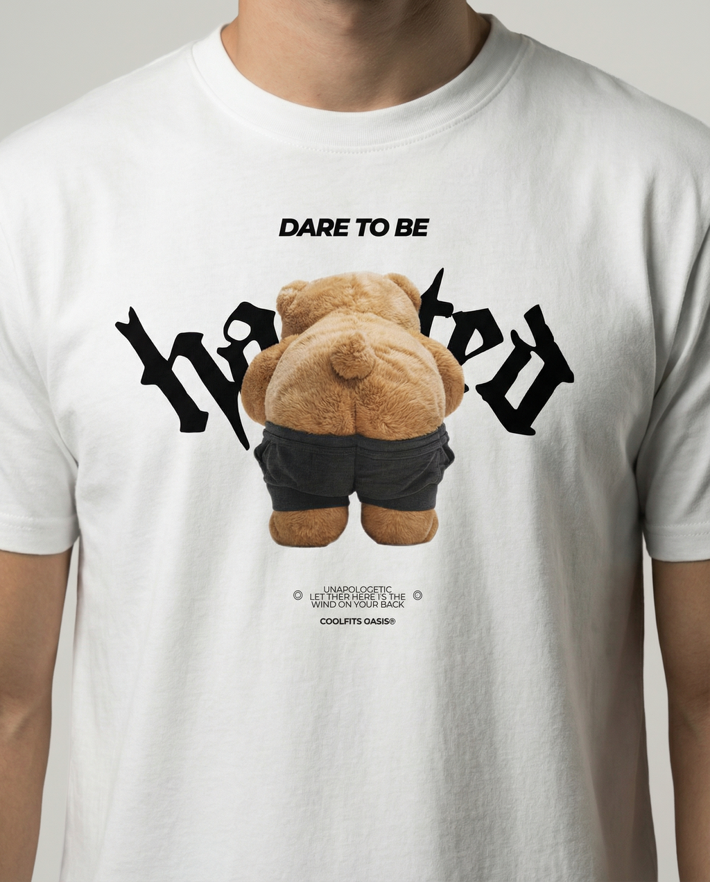DARE TO BE HATED - Teddy Bear - Unisex Organic Cotton T-shirt - White