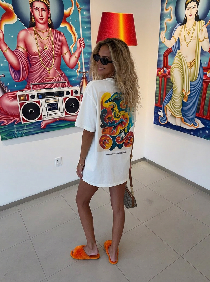 WATERCOLORS SUMMER ART - Unisex Organic Cotton Colorful T-Shirt - White