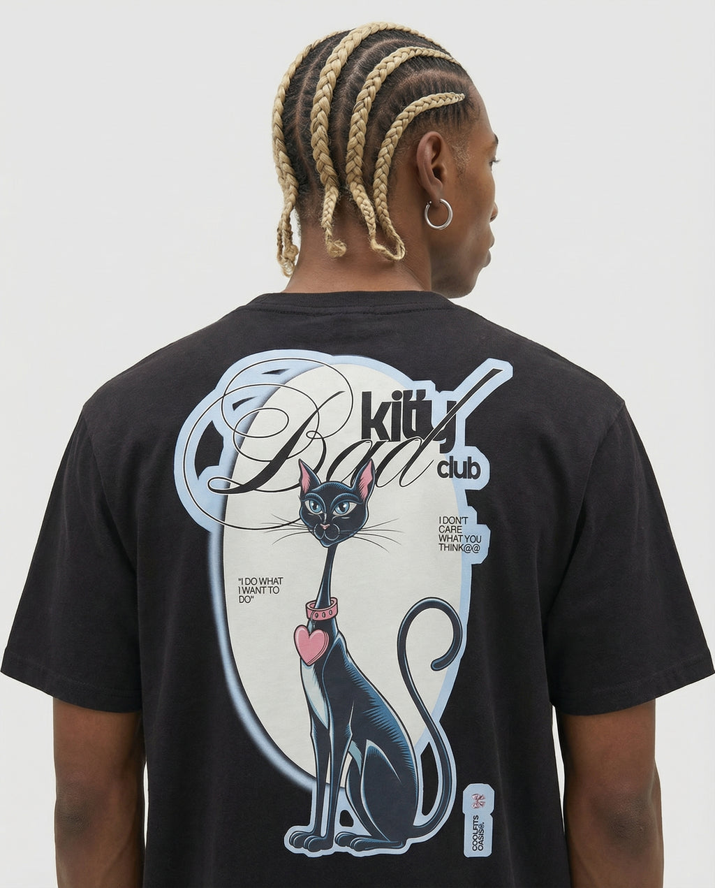 BAD KITTY CLUB - Sneaky Aesthetic Cat Unisex Organic Cotton T-shirt - Black