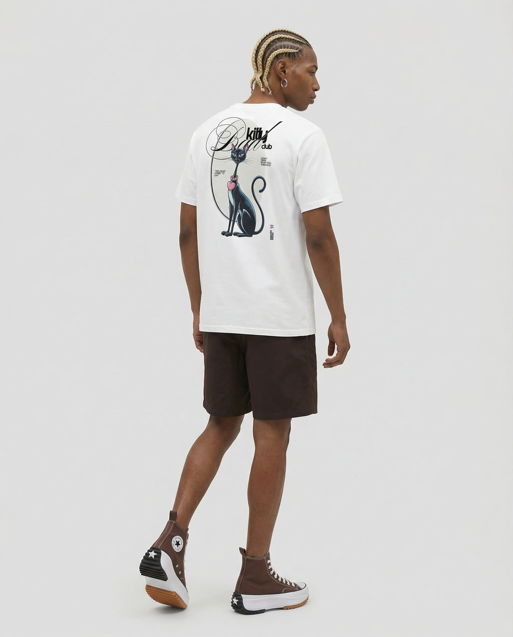 BAD KITTY CLUB - Sneaky Aesthetic Cat unisex organic cotton t-shirt - white