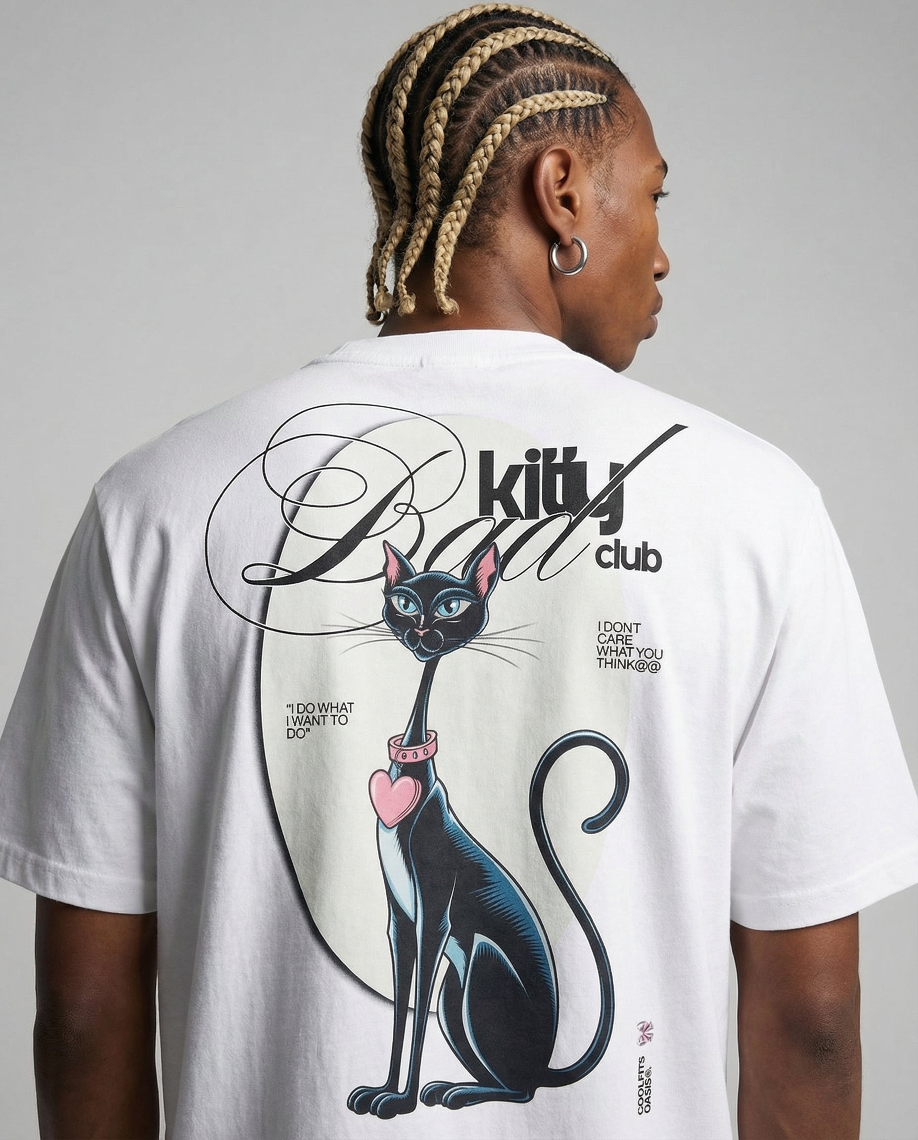 BAD KITTY CLUB - Camiseta unisex de algodón orgánico - blanca